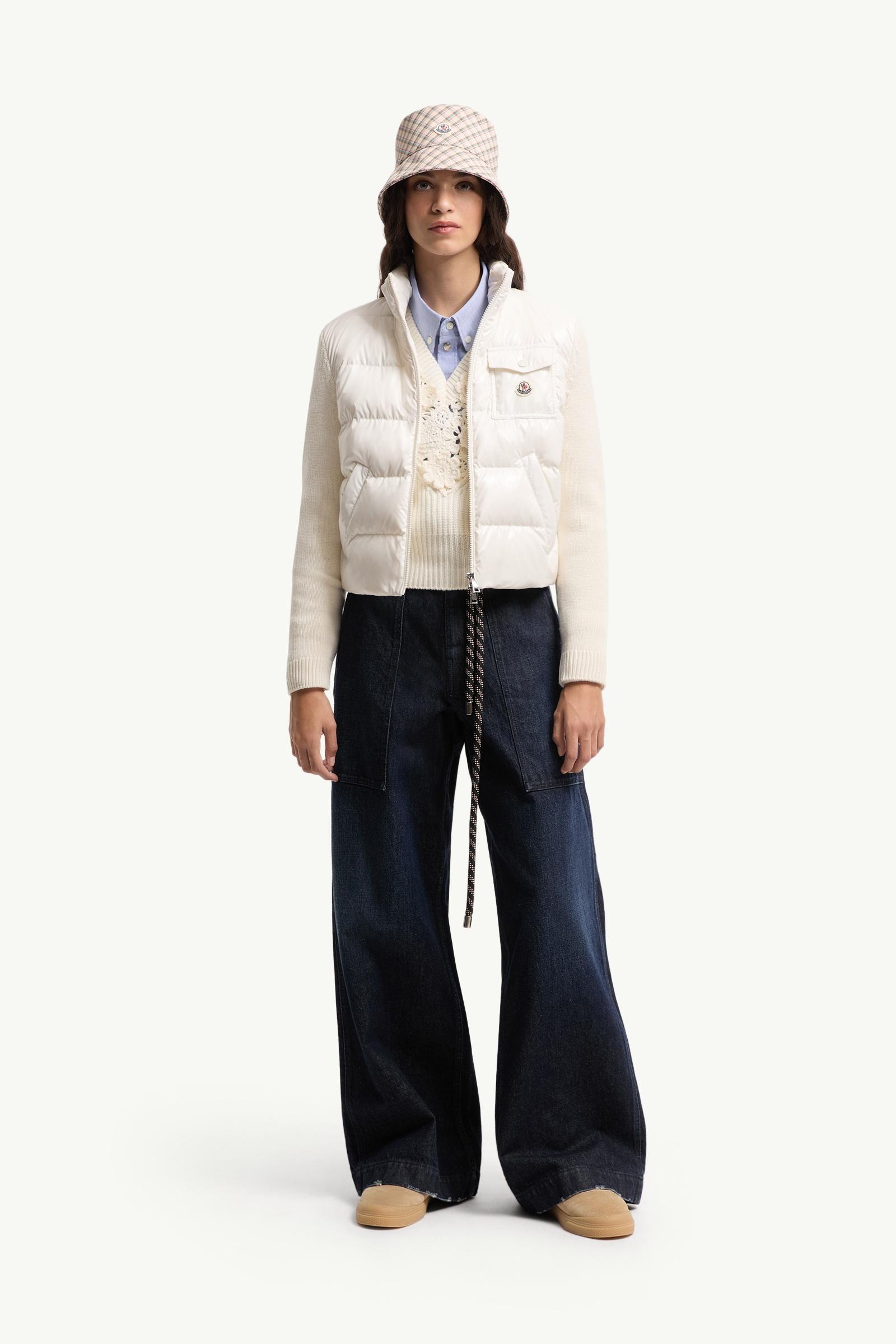 Padded Zip-Up Wool Cardigan