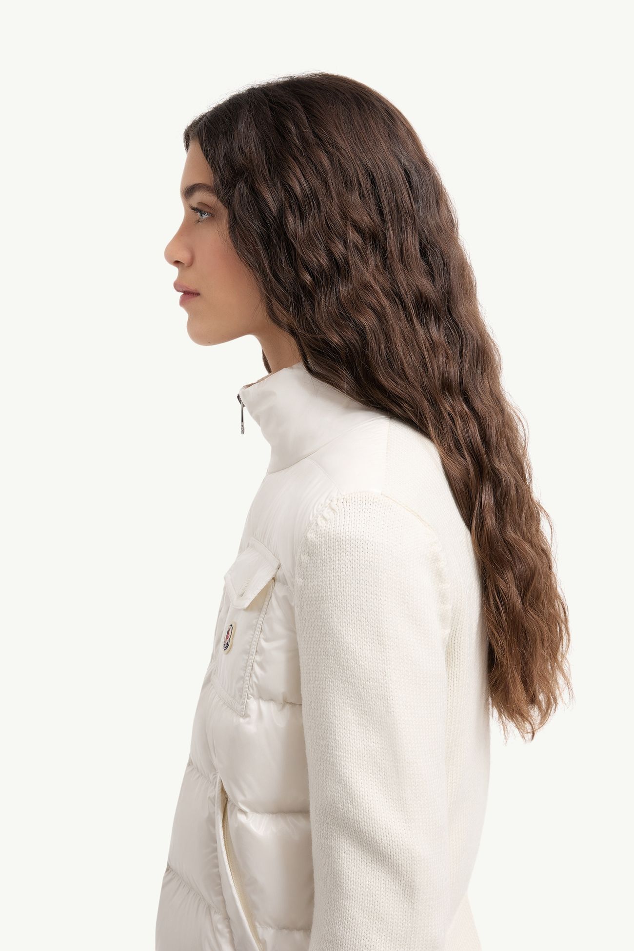 Padded Zip-Up Wool Cardigan Women White Moncler 1