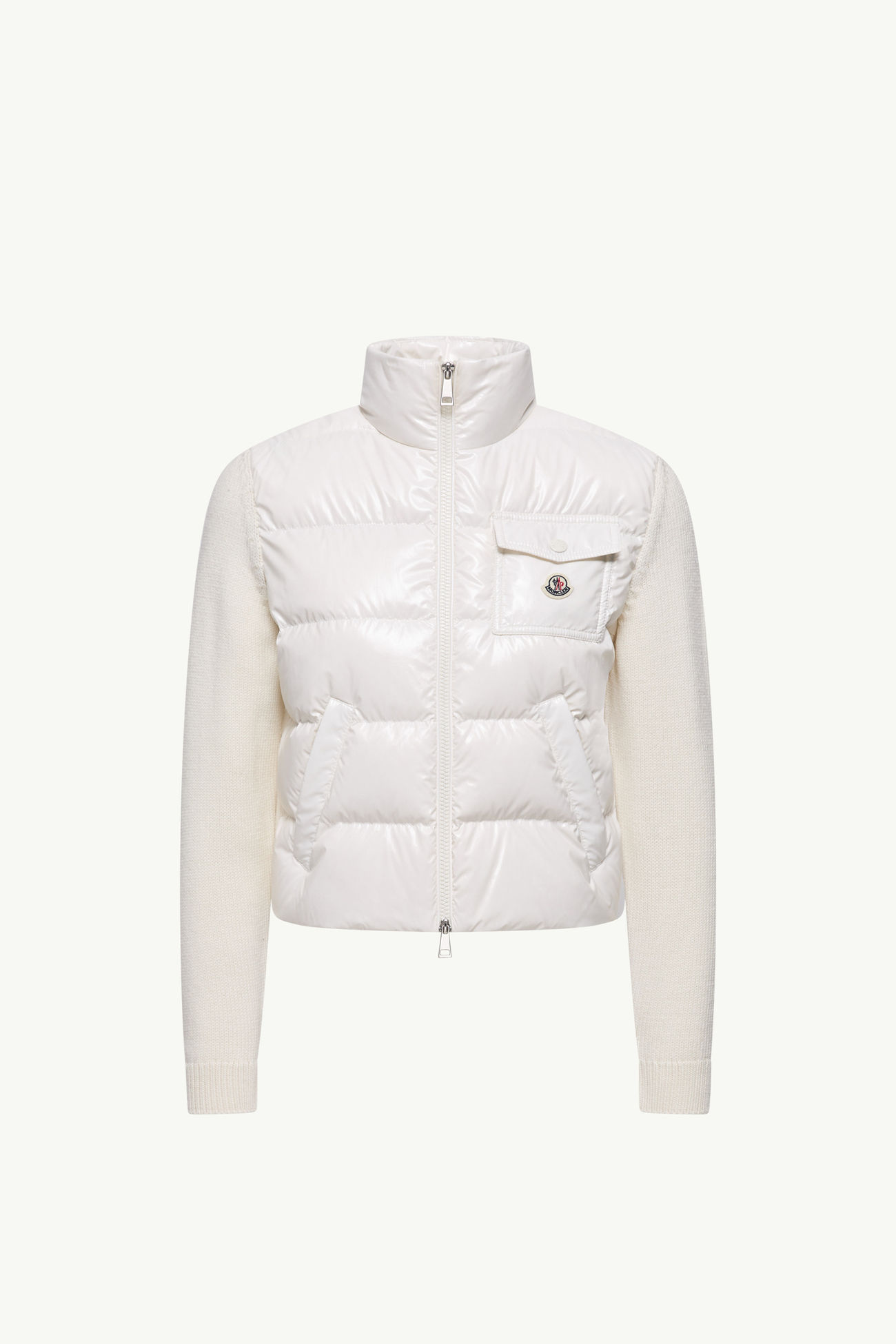 Padded Zip-Up Wool Cardigan Women White Moncler 2