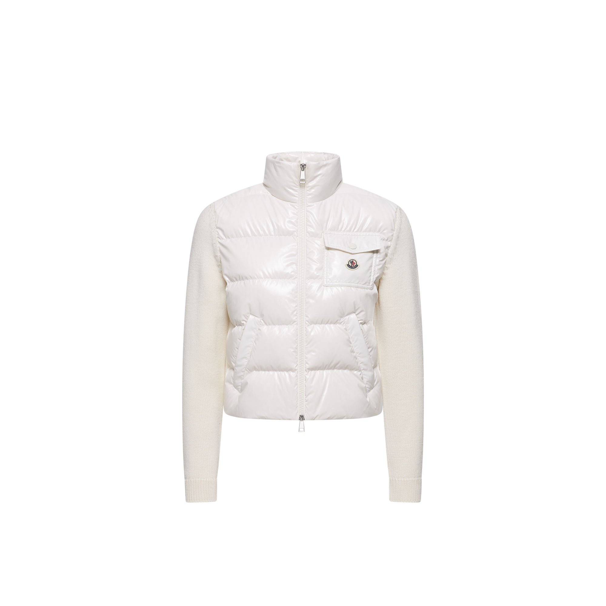 Moncler   Padded Zip-Up Wool Cardigan for Women in White, Size: Xs