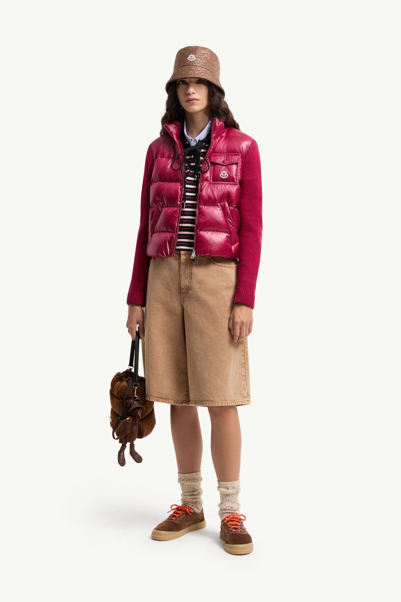 女士加衬拉链羊毛开衫 女士 红色 Moncler 0