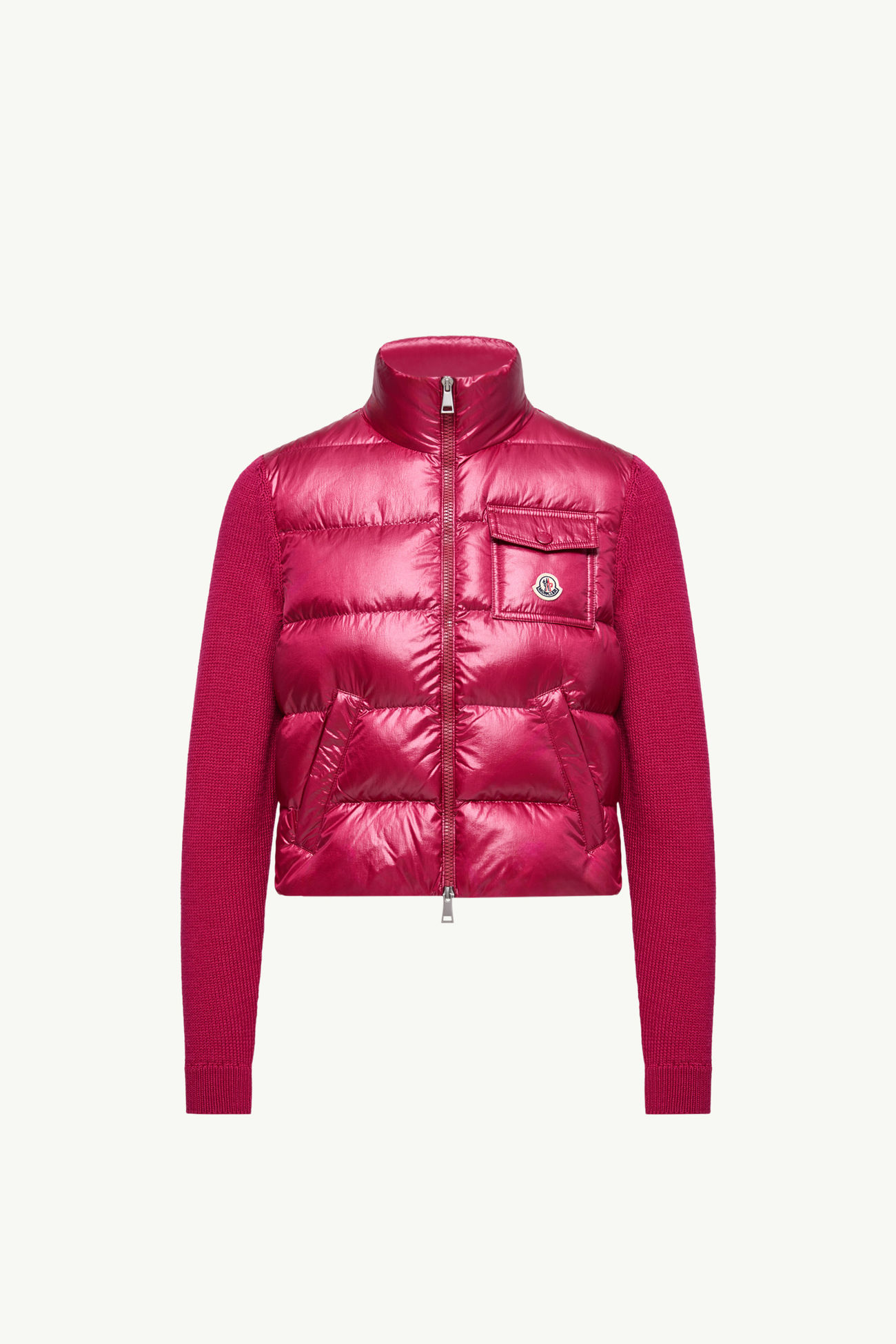 夾層羊毛拉鏈開襟毛衣 女士 櫻桃粉紅色 Moncler 2