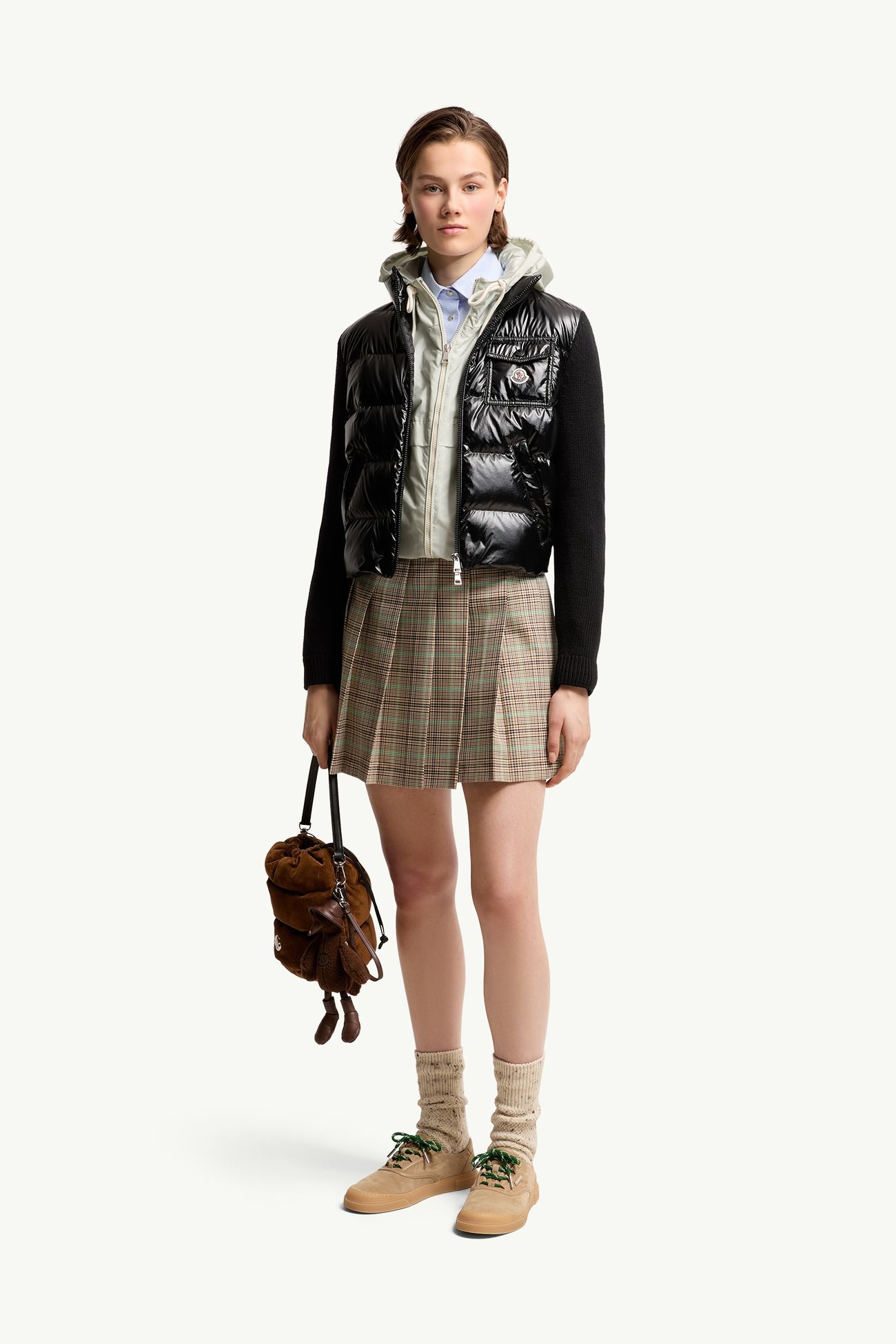 Cardigan In Lana Imbottito Con Zip Donna Nero Moncler 0