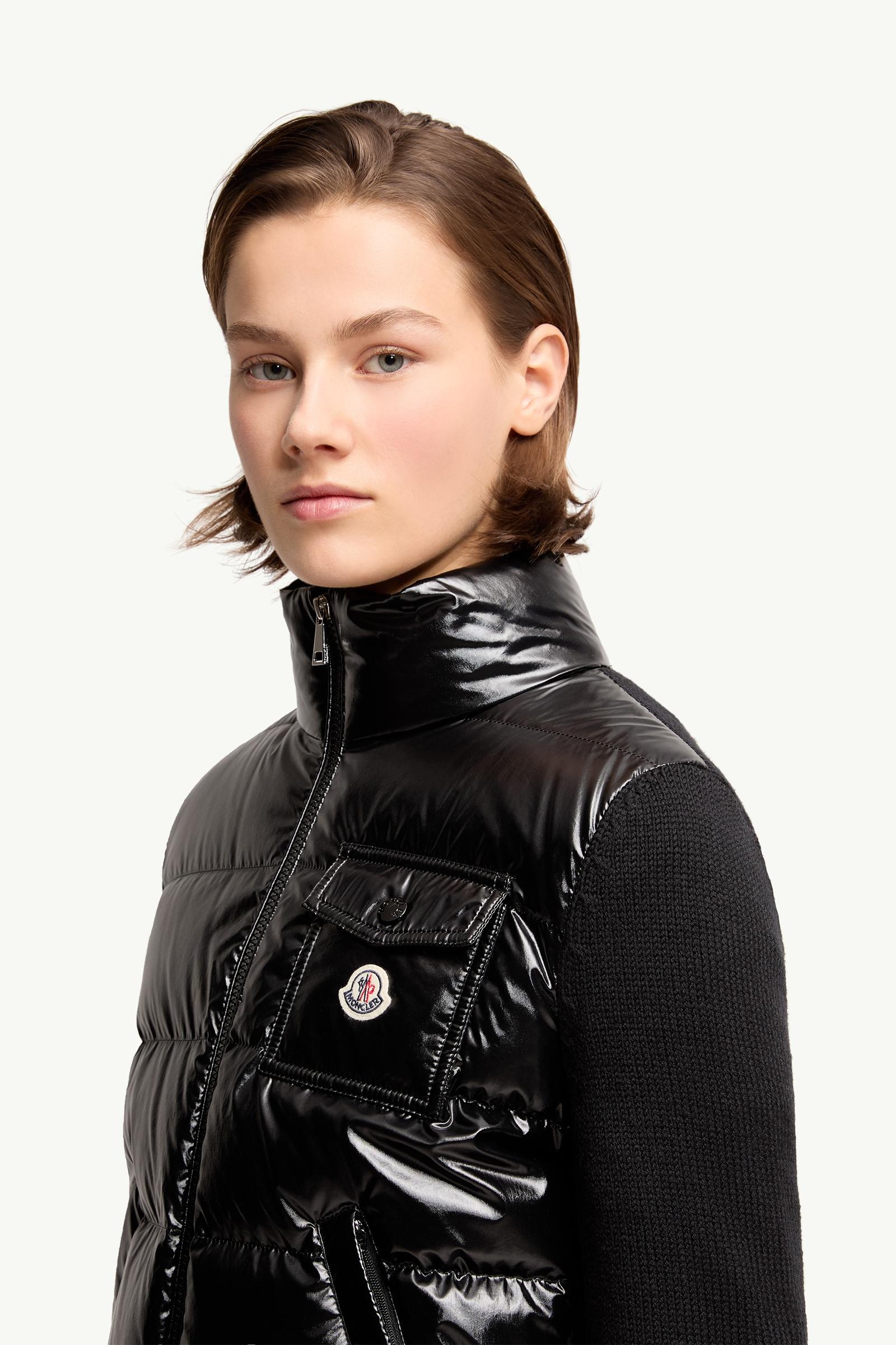 MONCLER 22AW ビッグロゴ ボーダー ウール カーディガン XL Black Padded Zip-Up Wool Cardigan - Sweaters & Cardigans for Women