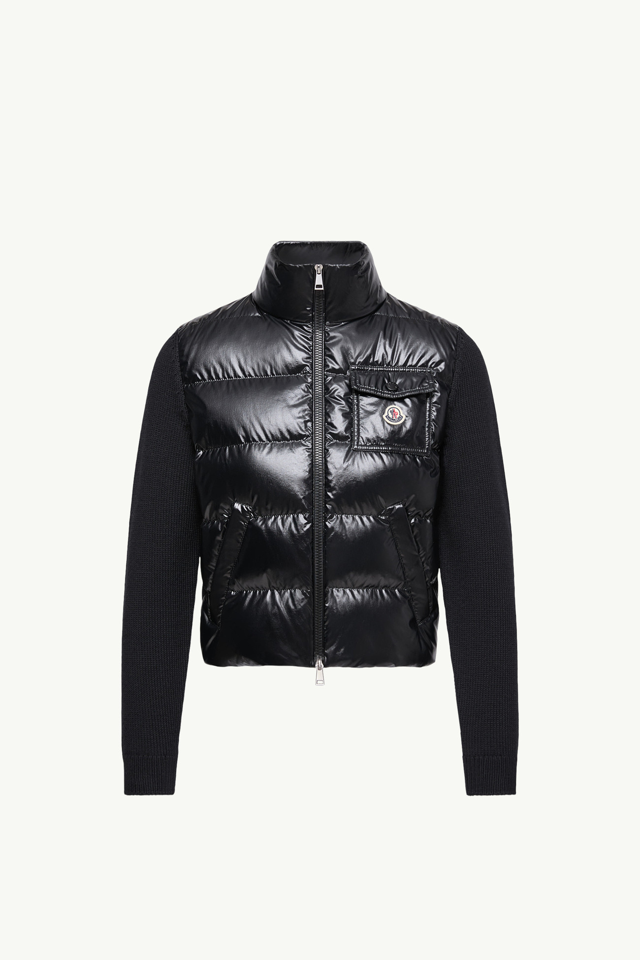 Cardigan zippé en laine matelassée Femmes Noir Moncler 2