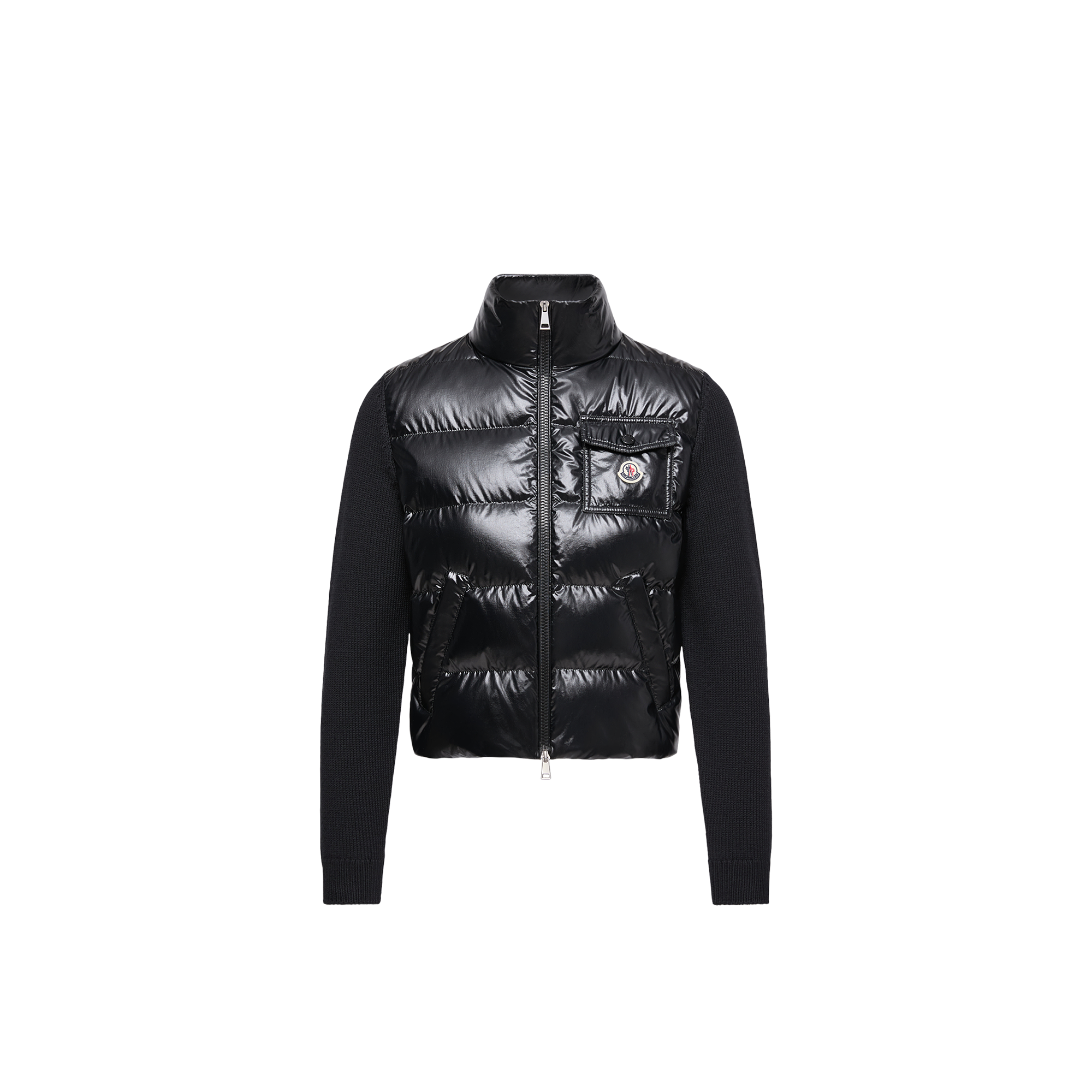 Moncler   Padded Zip-Up Wool Cardigan for Women in Black, Size: Xs