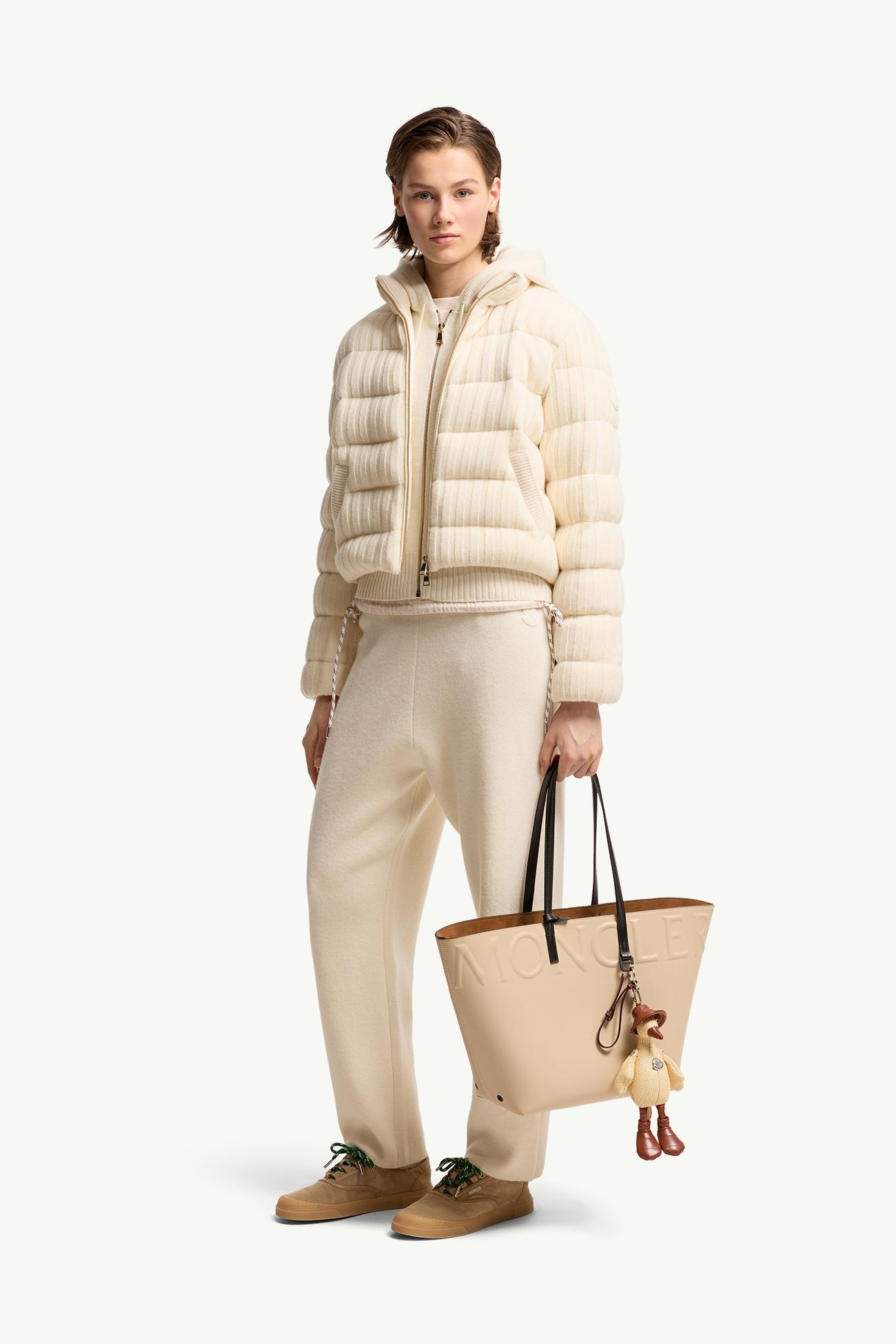 Wool & Cashmere Blend Padded Cardigan Women White Ivory Moncler 0