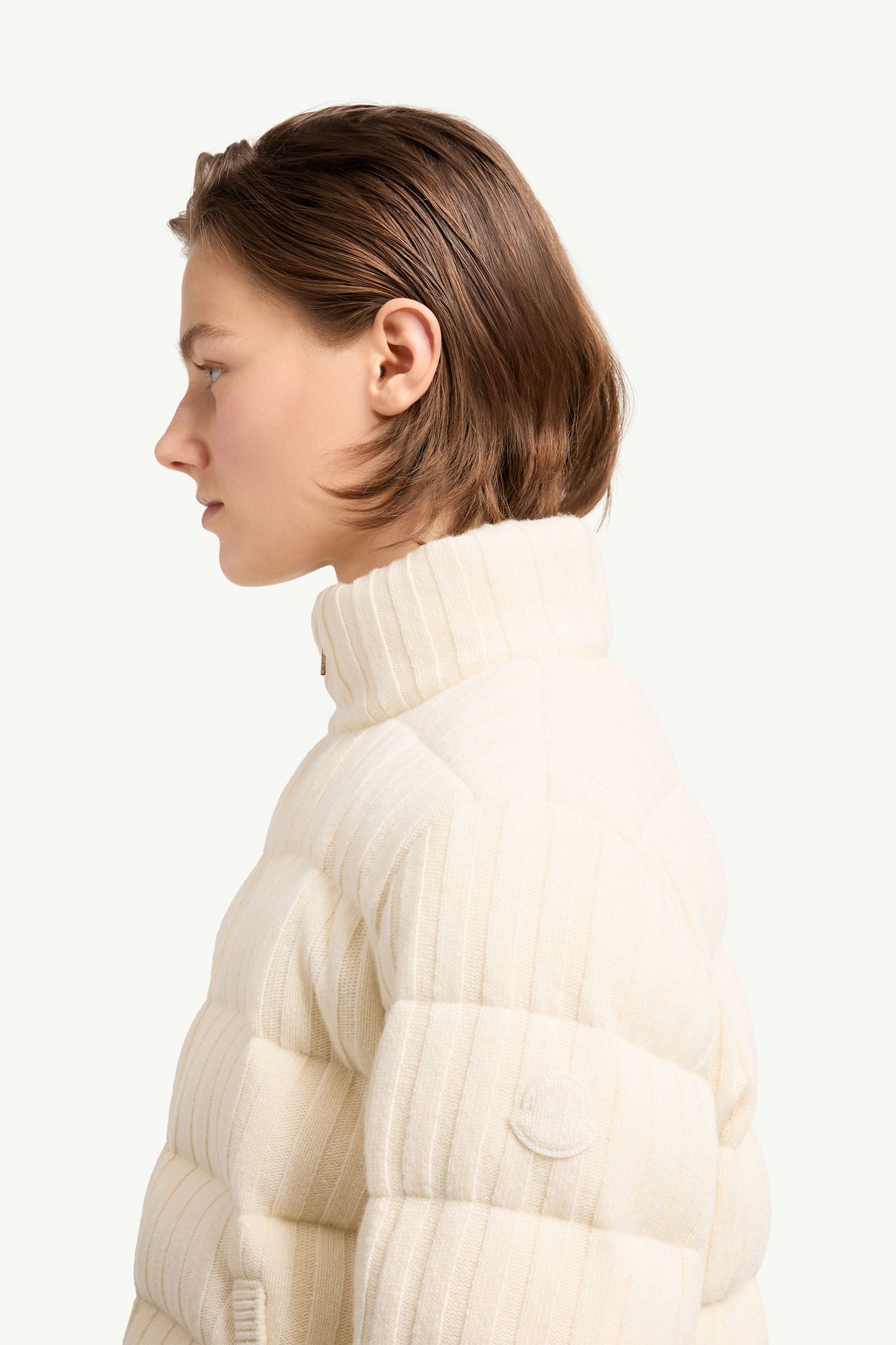 Wattierte Strickjacke aus Wolle und Kaschmir Damen Weiß-Elfenbein Moncler 1