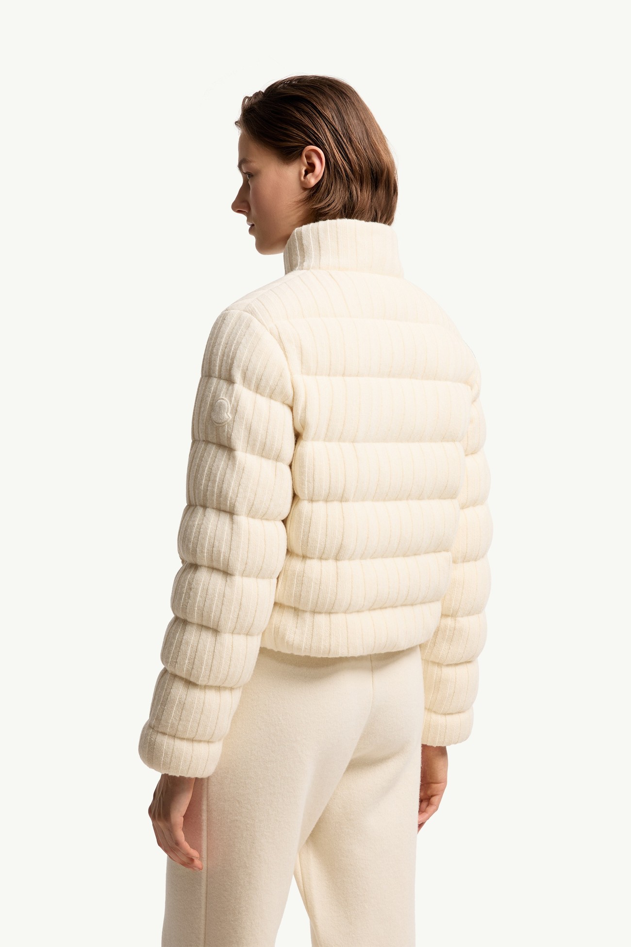 Cardigan imbottito in misto lana e cashmere Donna Bianco Avorio Moncler 4