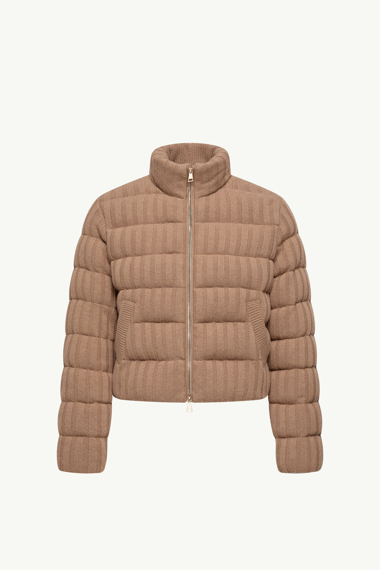 Cardigan matelassé en mélange de laine et de cachemire Femmes Beige Chameau Moncler 2