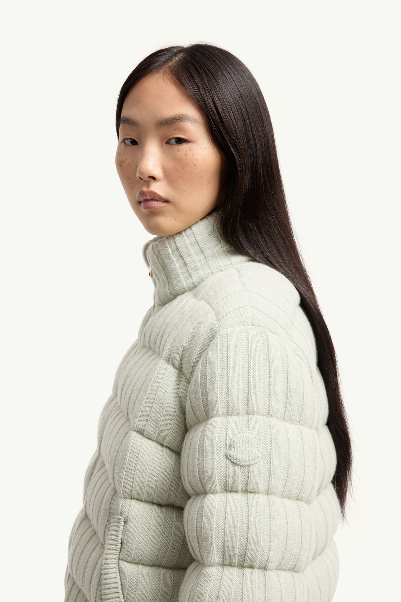 羊毛及羊絨混紡夾層開襟毛衣 女士 淺綠色 Moncler 1