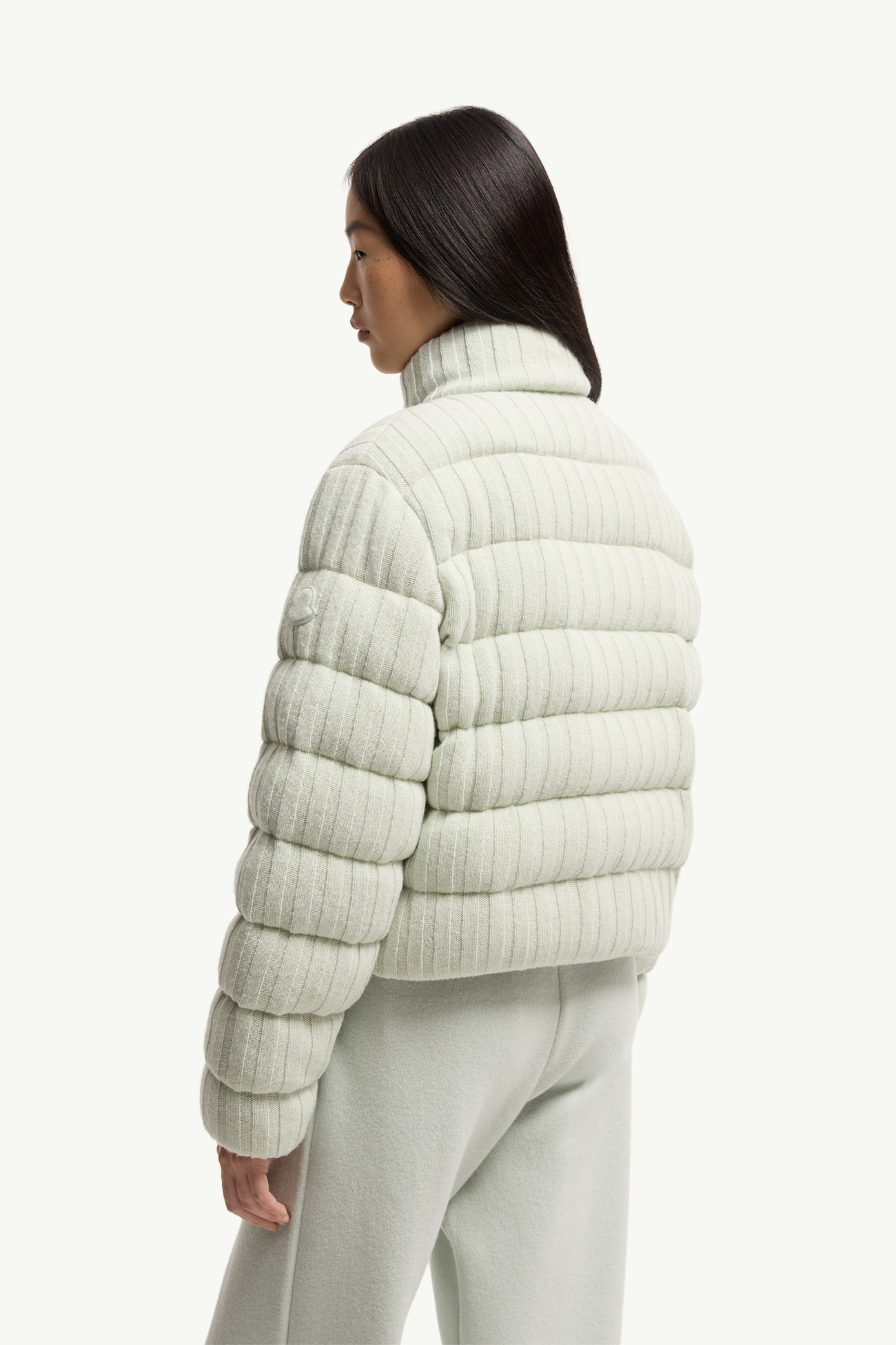 Cardigan imbottito in misto lana e cashmere Donna Verde Chiaro Moncler 4