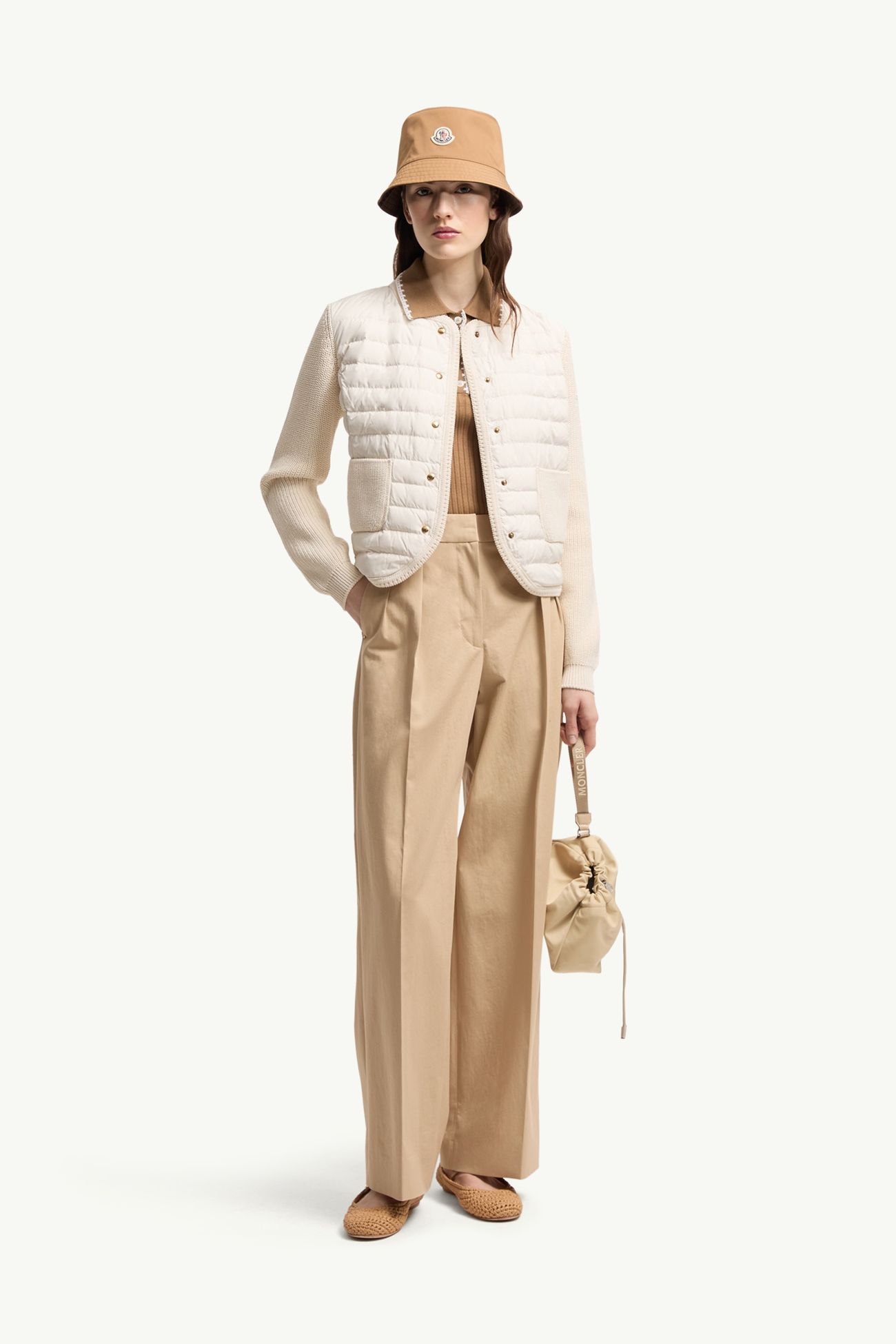 Cardigan matelassé en coton Femmes Blanc Moncler 0