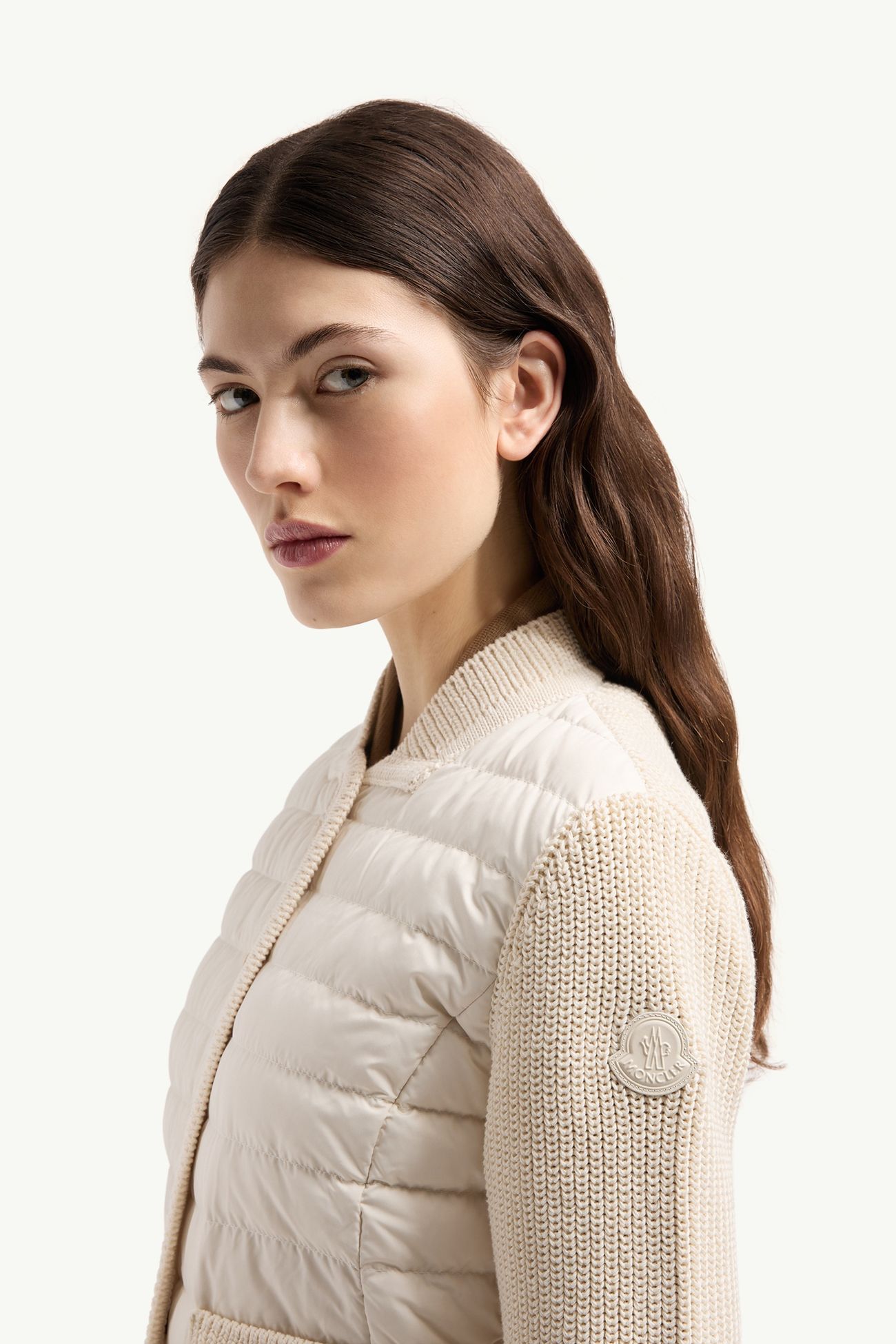 Cotton Padded Cardigan Women White Moncler 1