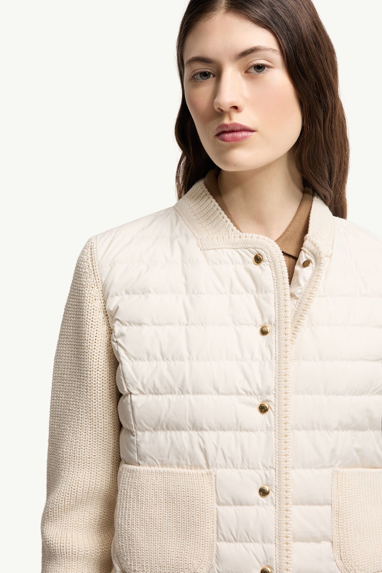 棉質夾層開襟毛衣 女士 白色 Moncler 5