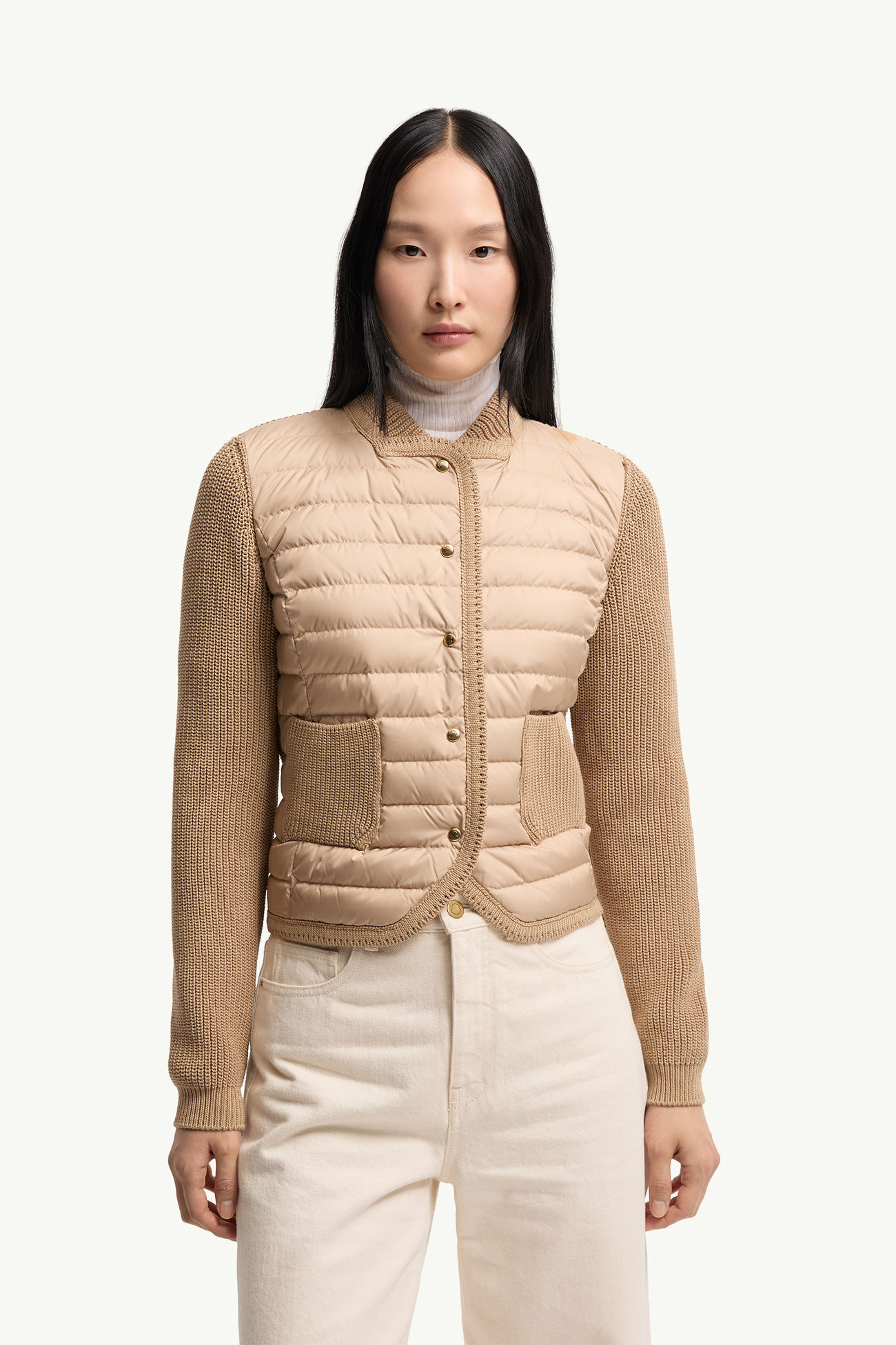Cárdigan acolchado de algodón Mujer Beige Moncler 3