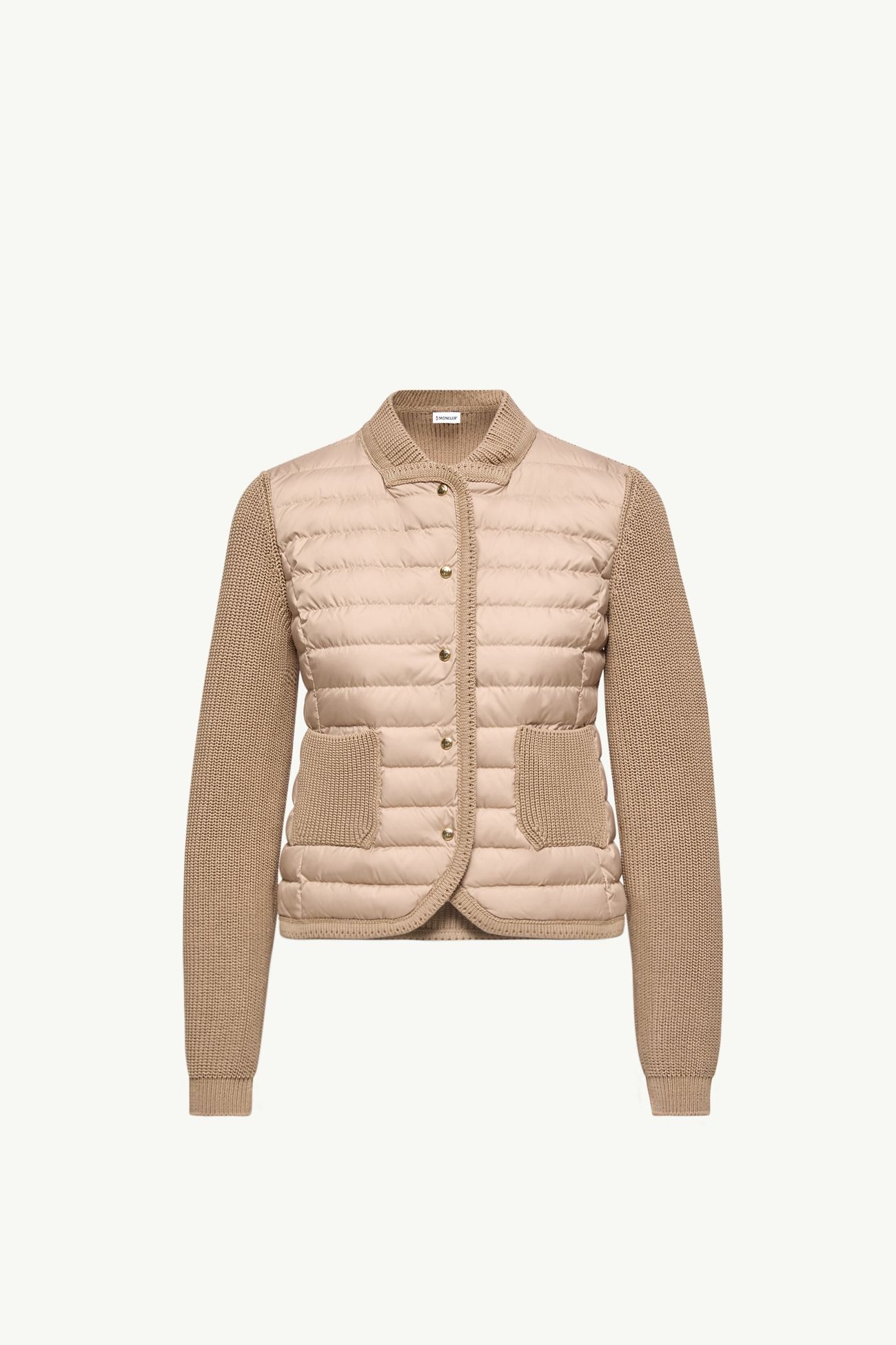 Cotton Padded Cardigan Women Beige Moncler 2