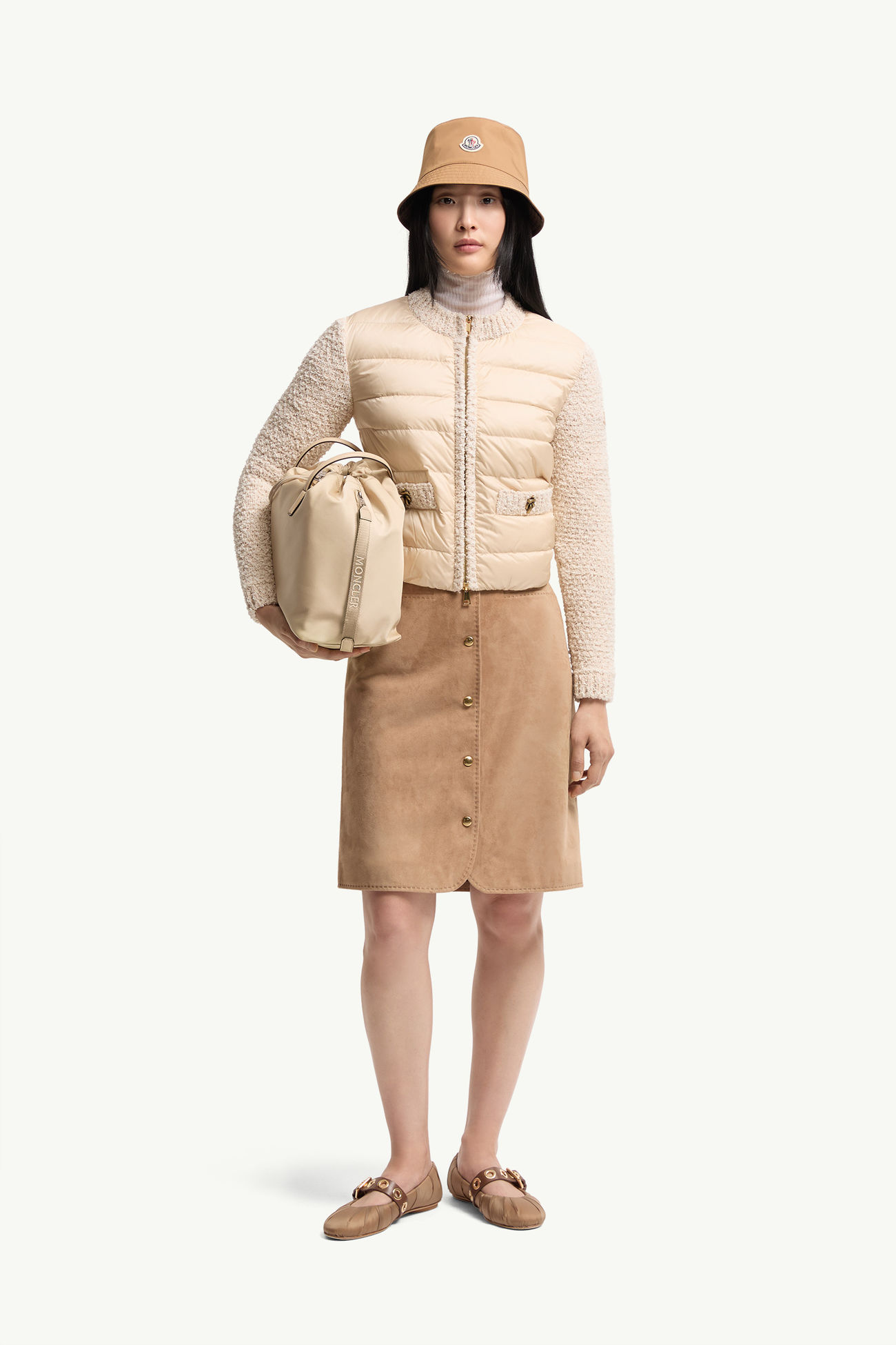 Cardigan imbottito con zip Donna Beige Chiaro Moncler 0