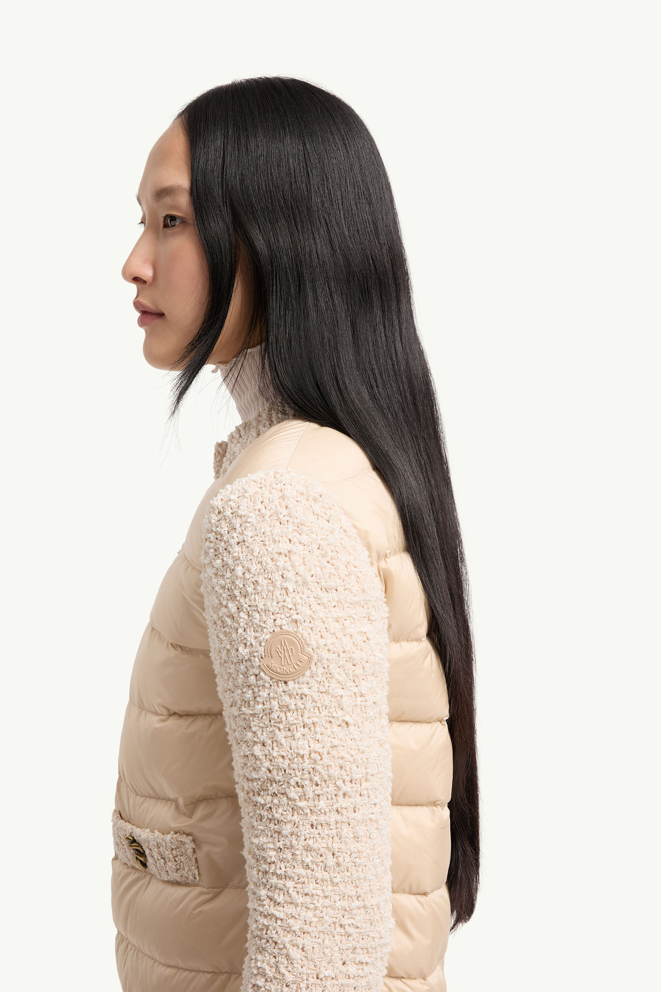 Gepolsterte Strickjacke mit Reißverschluss Damen Hellbeige Moncler 1