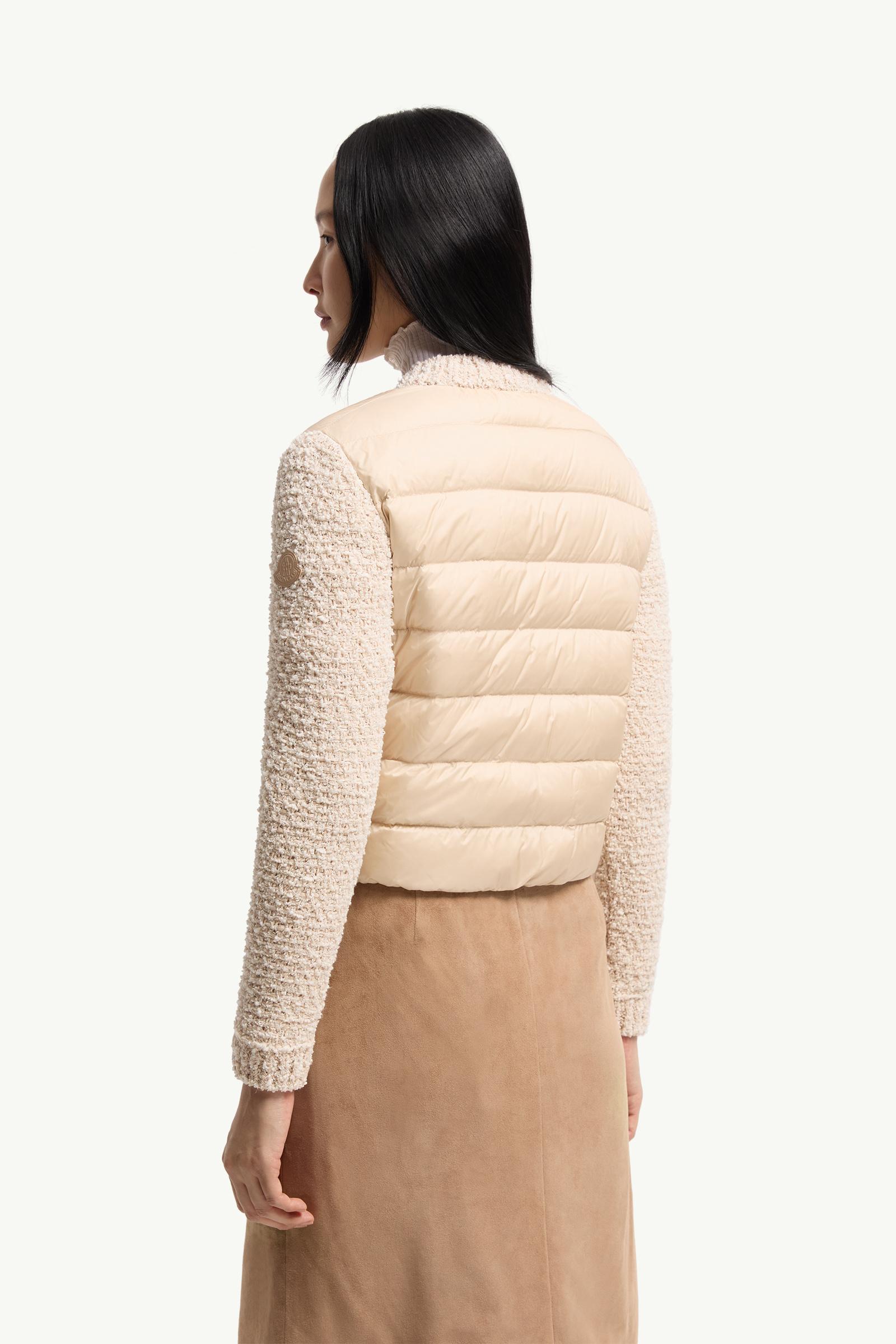 Light Beige Padded Zip-Up Cardigan - Sweaters & Cardigans for