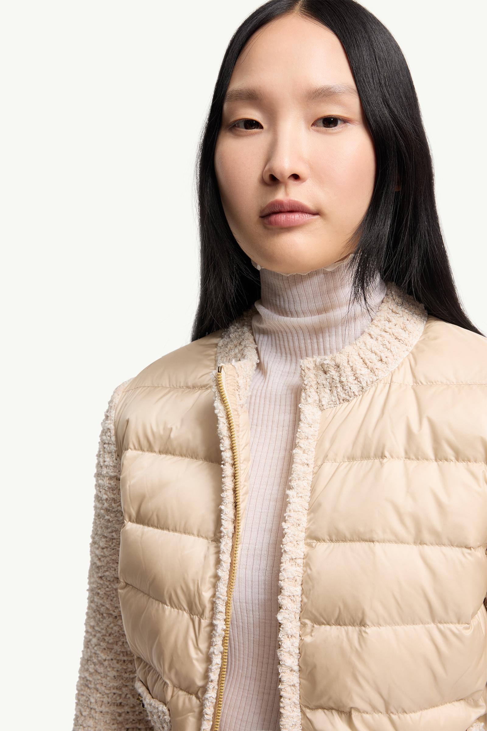 Light Beige Padded Zip-Up Cardigan - Sweaters & Cardigans for
