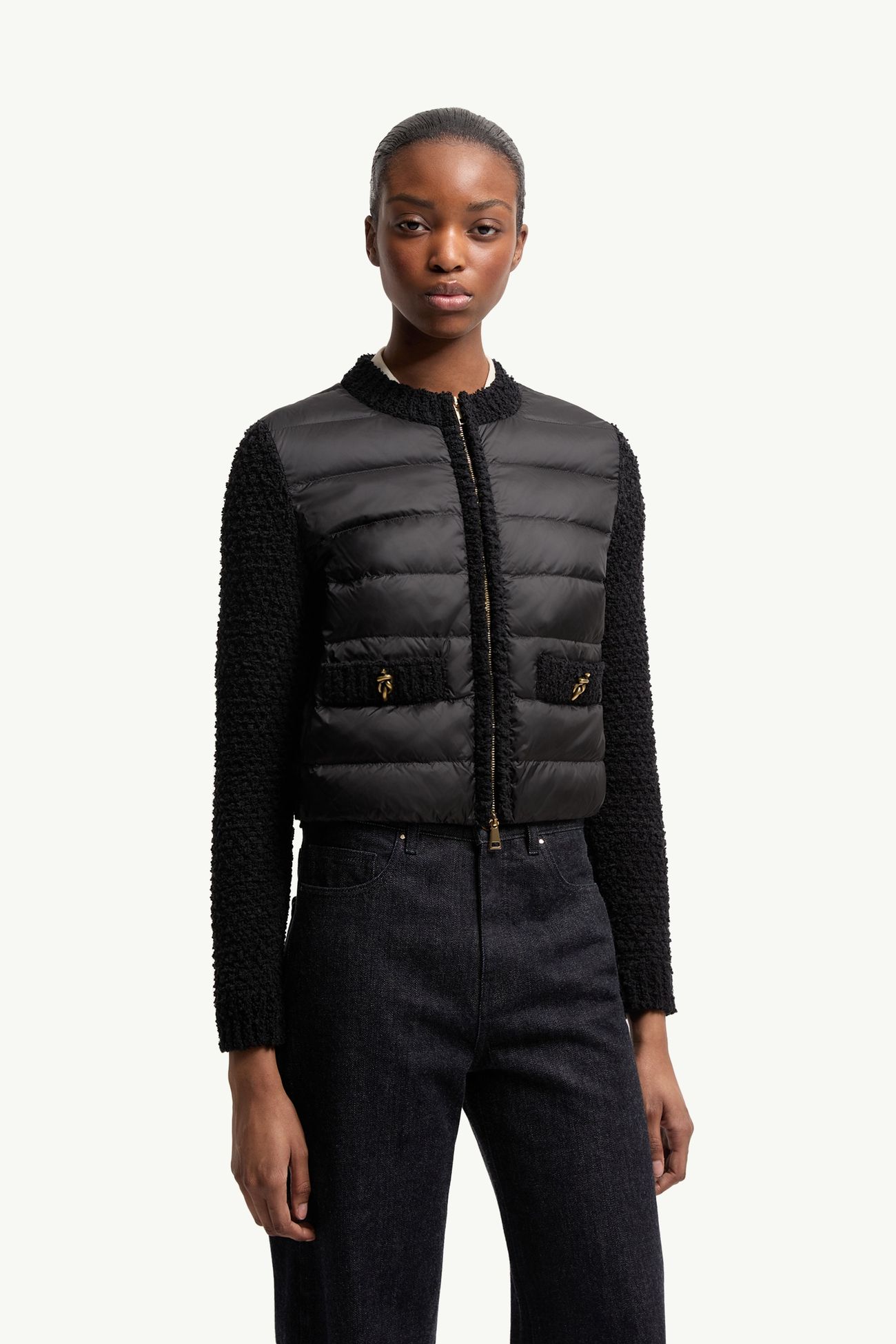 Cárdigan acolchado con cremallera Mujer Negro Moncler 3