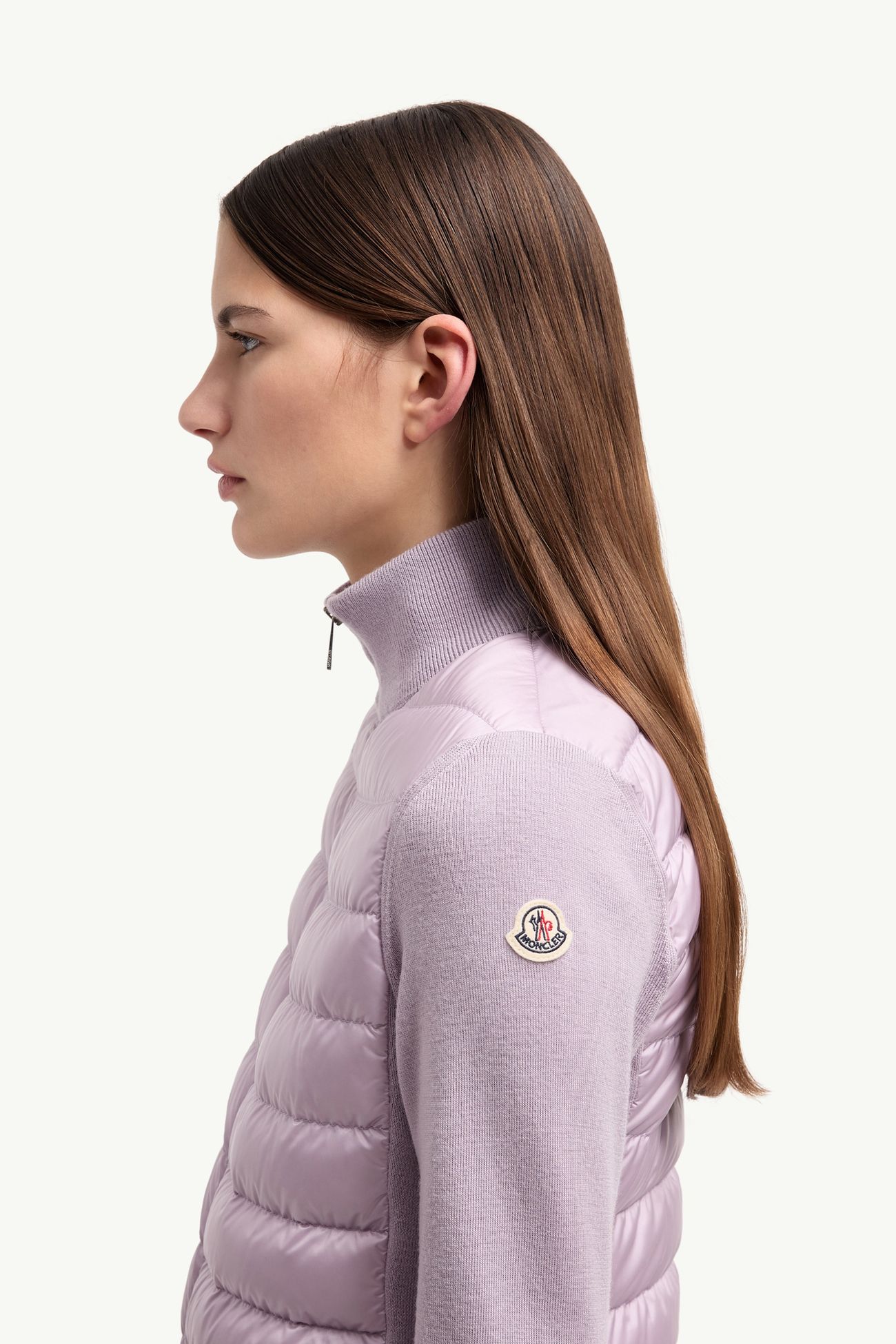 Cardigan zippé matelassé en laine Femmes Lilas Moncler 1