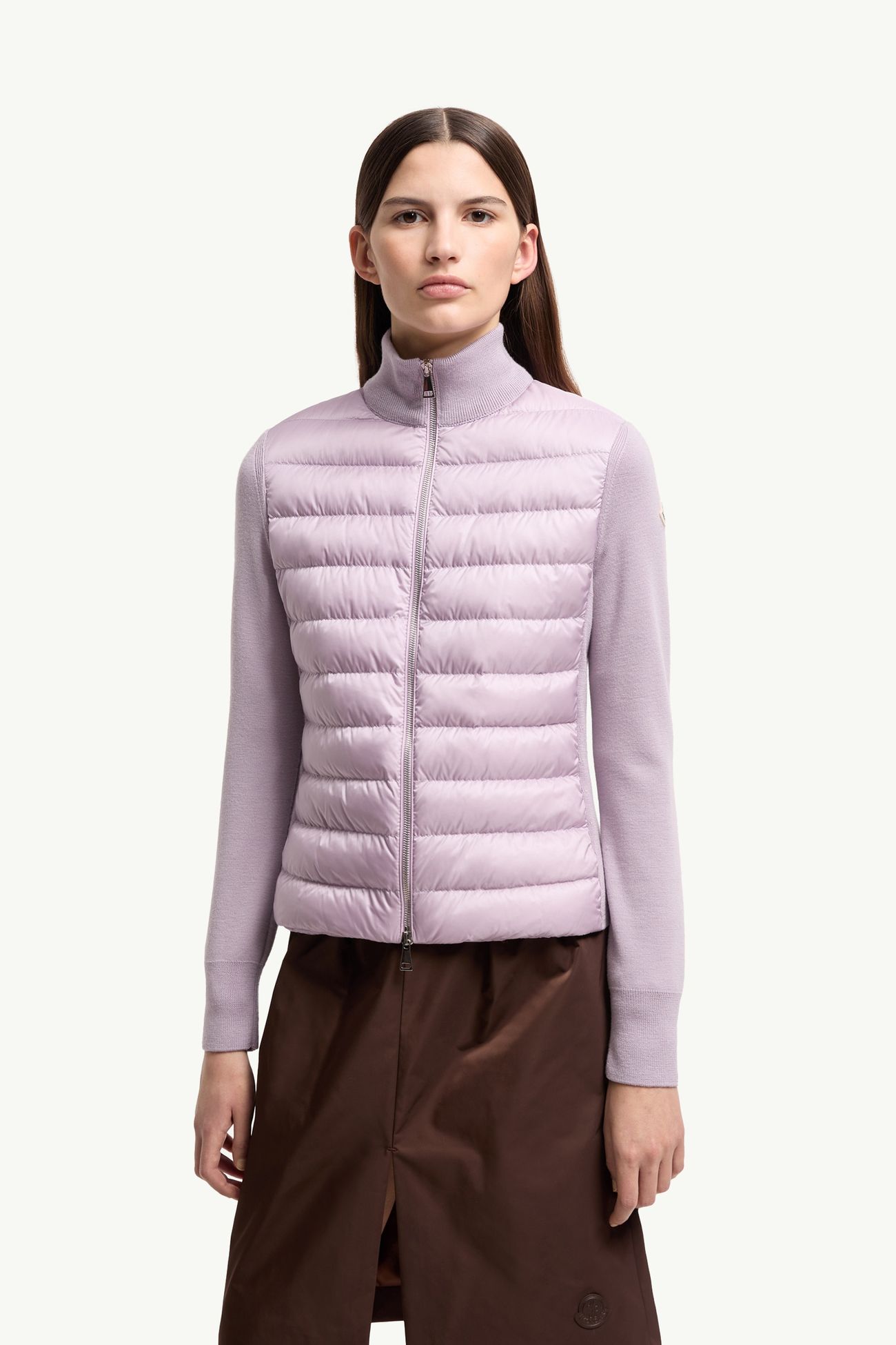 Cárdigan con cremallera de lana acolchada Mujer Lila Moncler 3