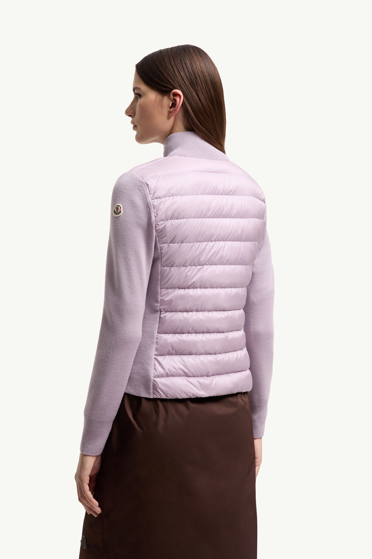 Padded Wool Zip-Up Cardigan Women Lilac Moncler 4