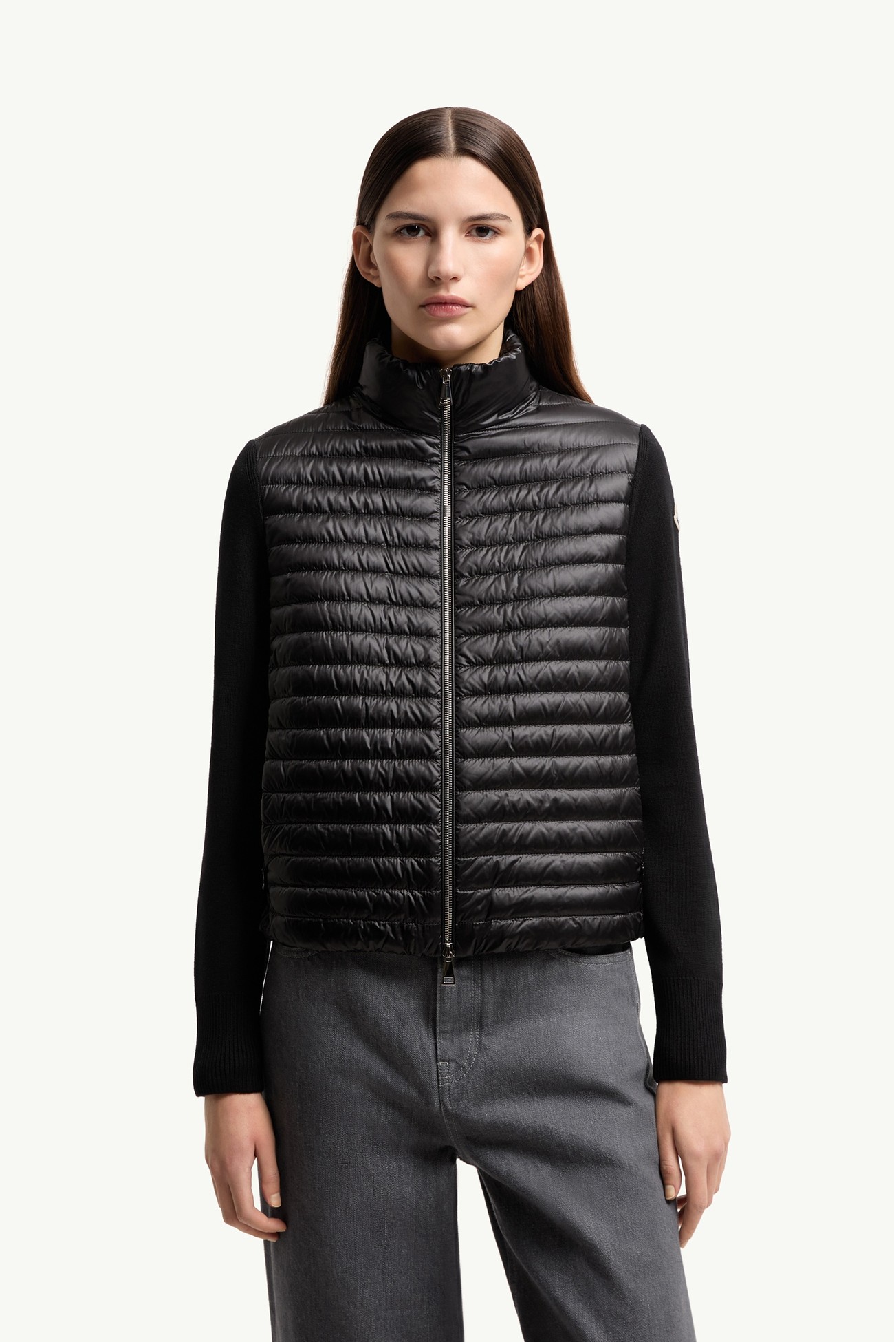 Padded Wool Zip-Up Cardigan Women Black Moncler 3