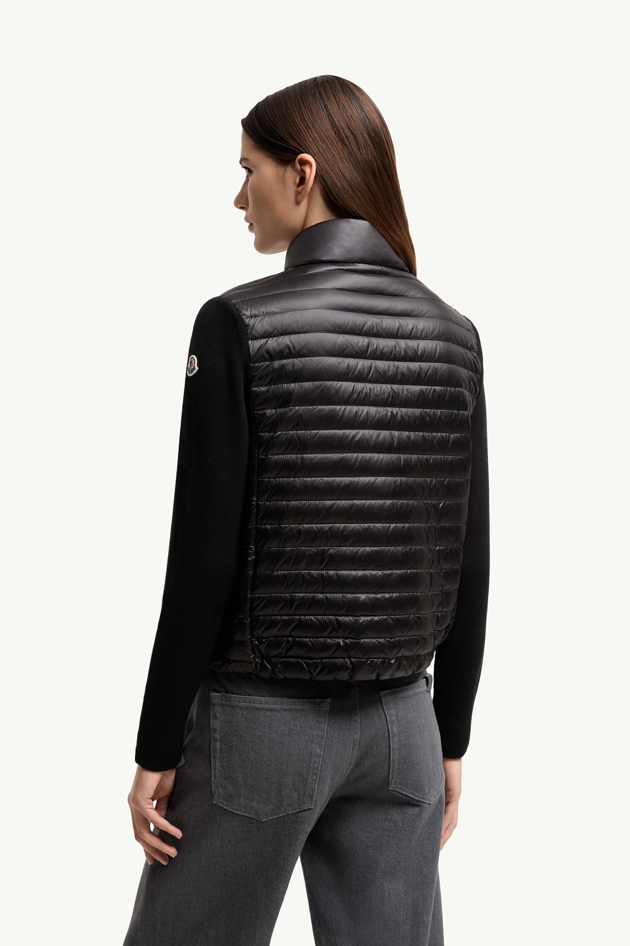 夾層羊毛拉鏈開襟毛衣 女士 黑色 Moncler 4