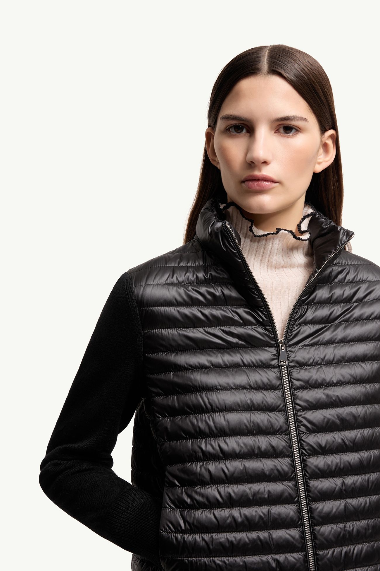 Padded Wool Zip-Up Cardigan Women Black Moncler 5
