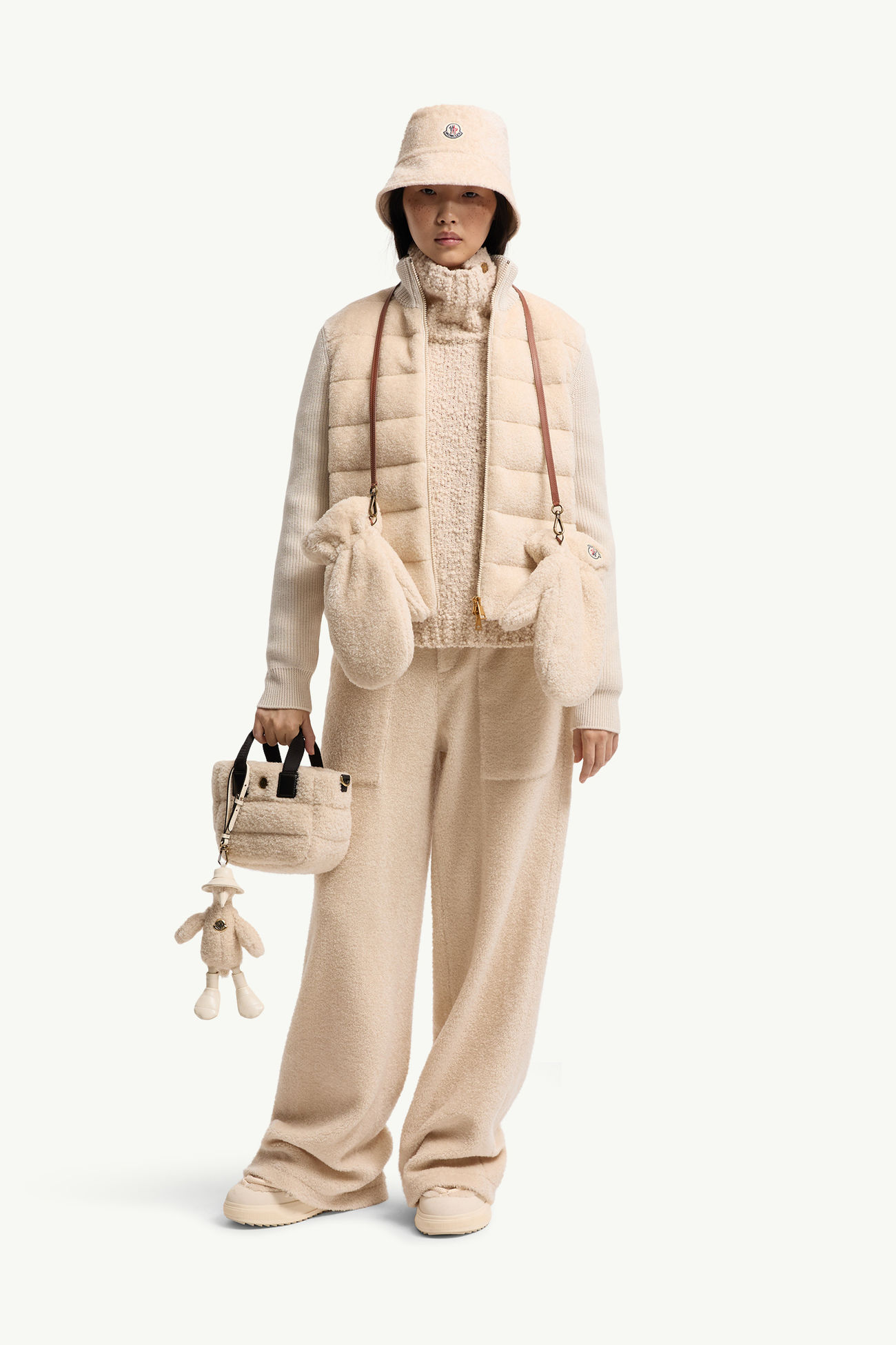 패딩 테디 & 울 집업 카디건 여성 화이트 아이보리 Moncler 0