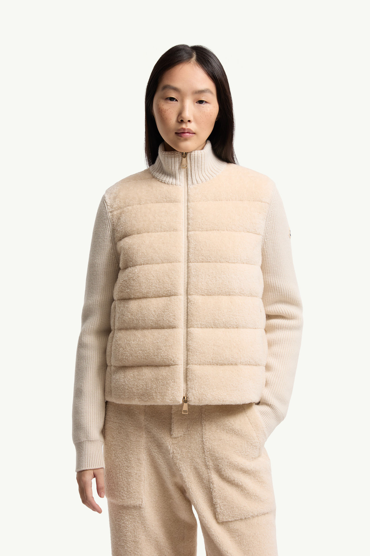 패딩 테디 & 울 집업 카디건 여성 화이트 아이보리 Moncler 3