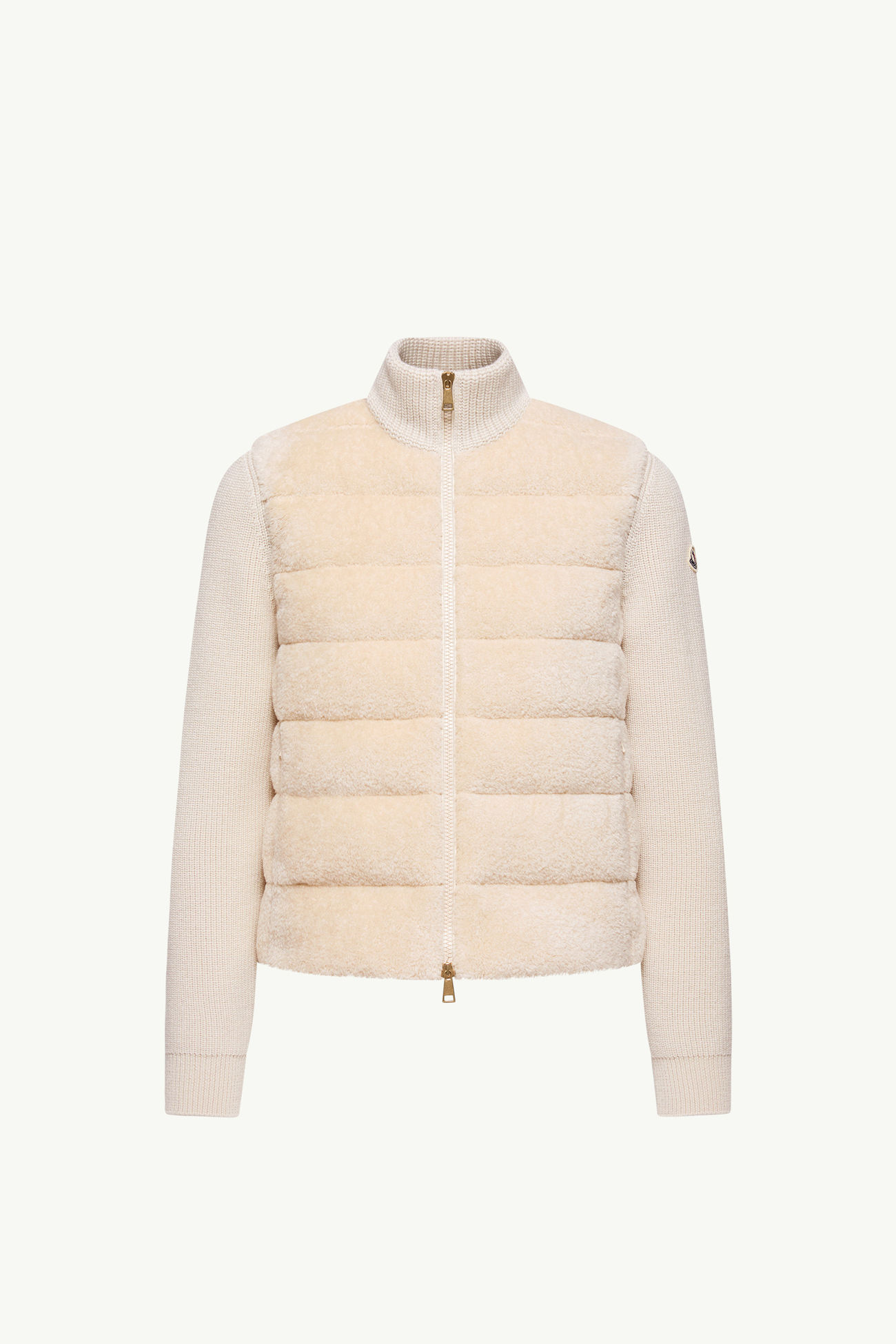 Padded Teddy & Wool Zip-Up Cardigan Women White Ivory Moncler 2