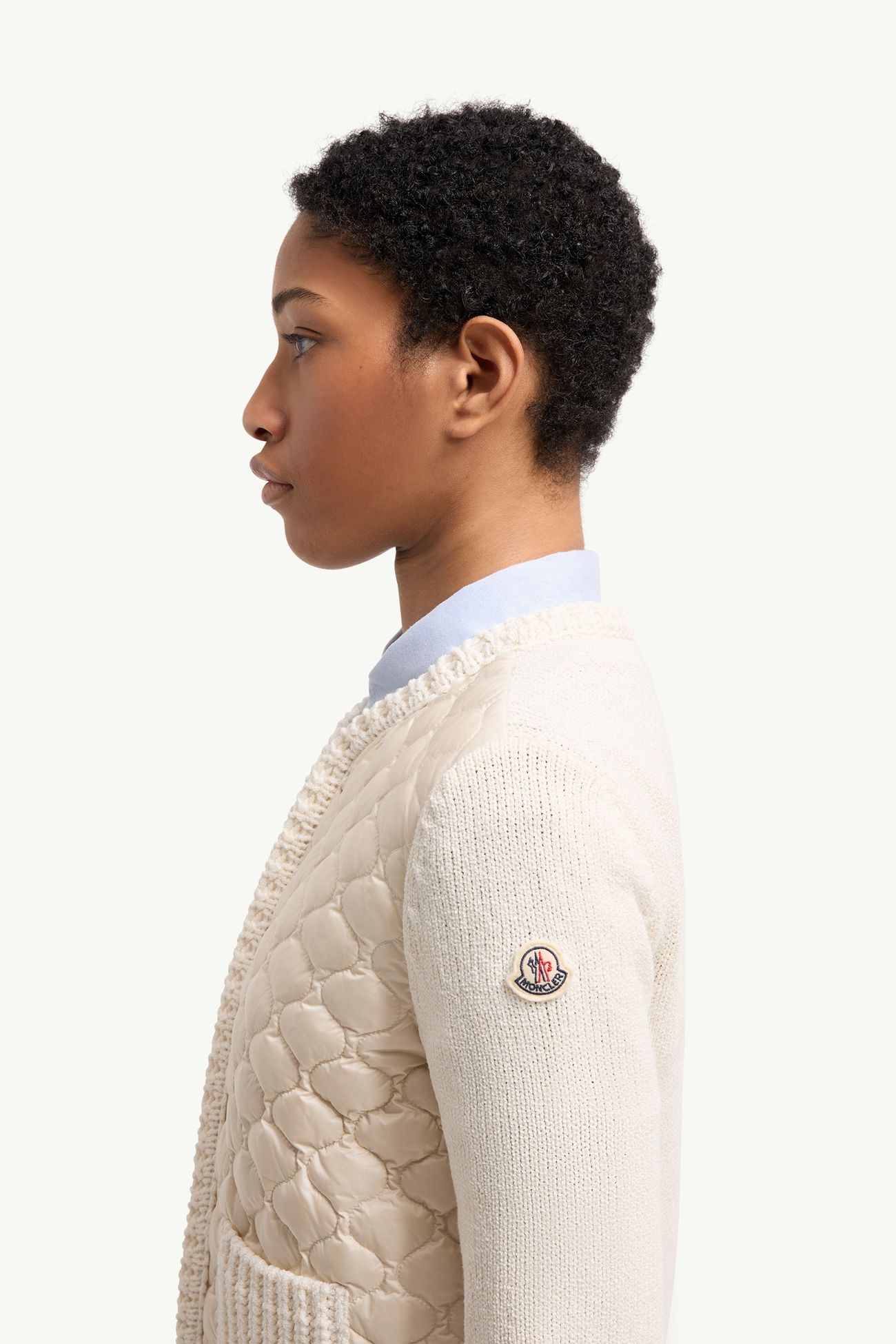 Cárdigan con cremallera y acolchado geométrico Mujer Blanco Moncler 1