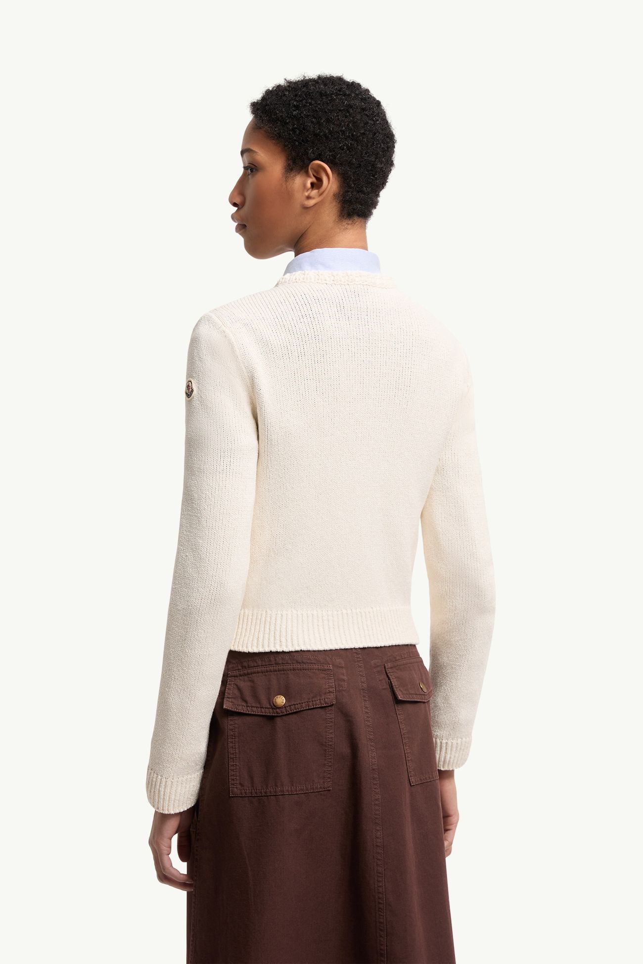 Cardigan imbottito con zip e trapuntatura geometrica Donna Bianco Moncler 4