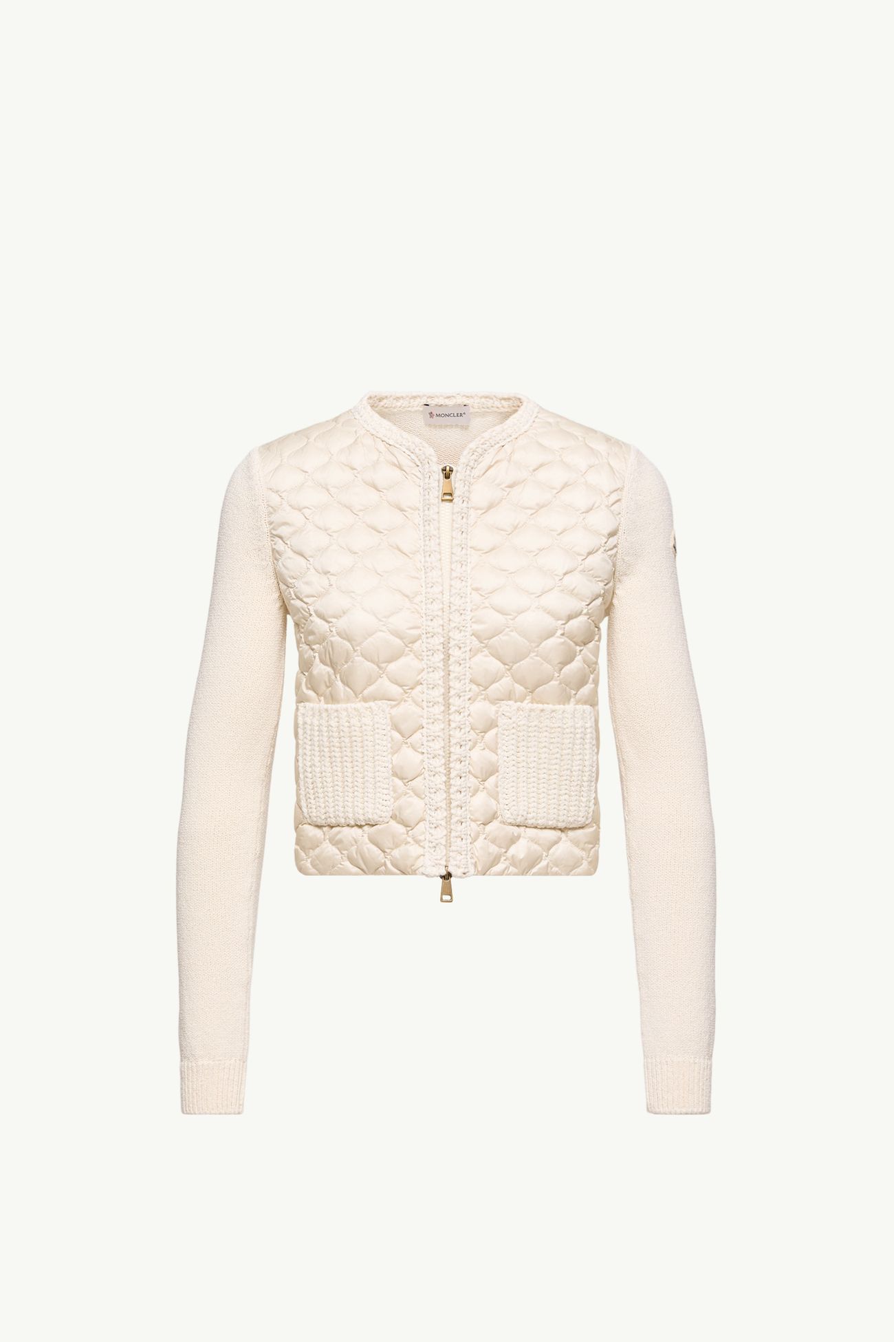 Cardigan zippé à matelassage géométrique Femmes Blanc Moncler 2