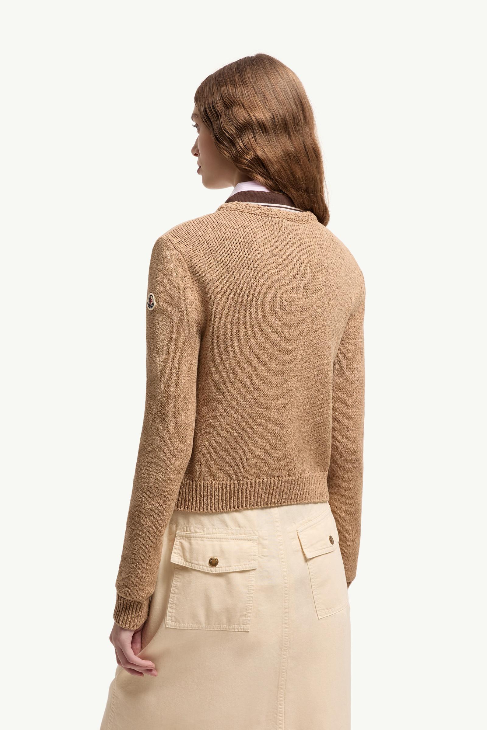 Beige Geometric-Quilted Padded Zip-Up Cardigan - Sweaters