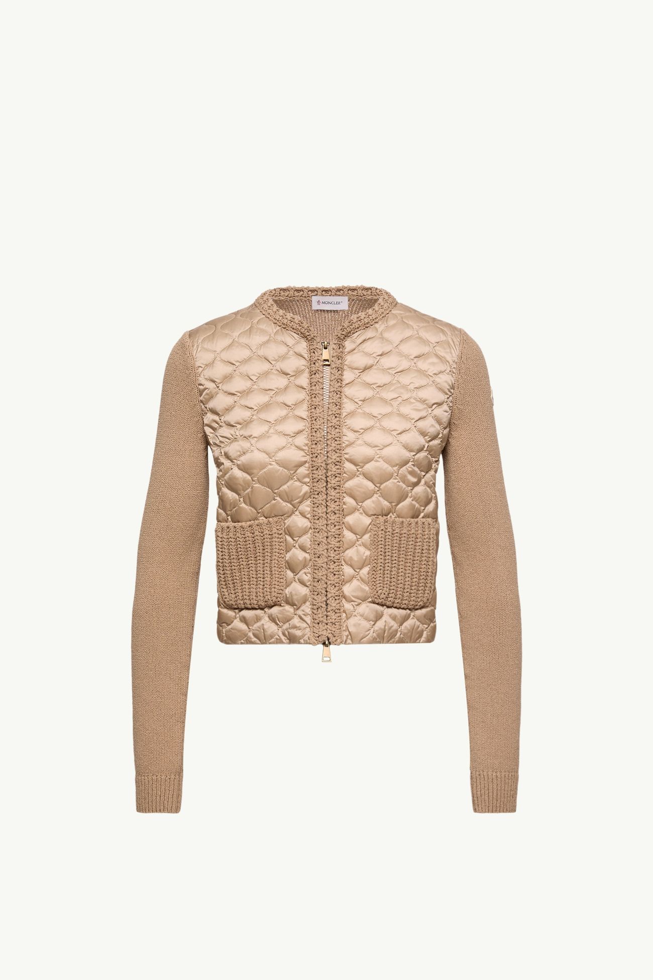 Cárdigan con cremallera y acolchado geométrico Mujer Beige Moncler 2