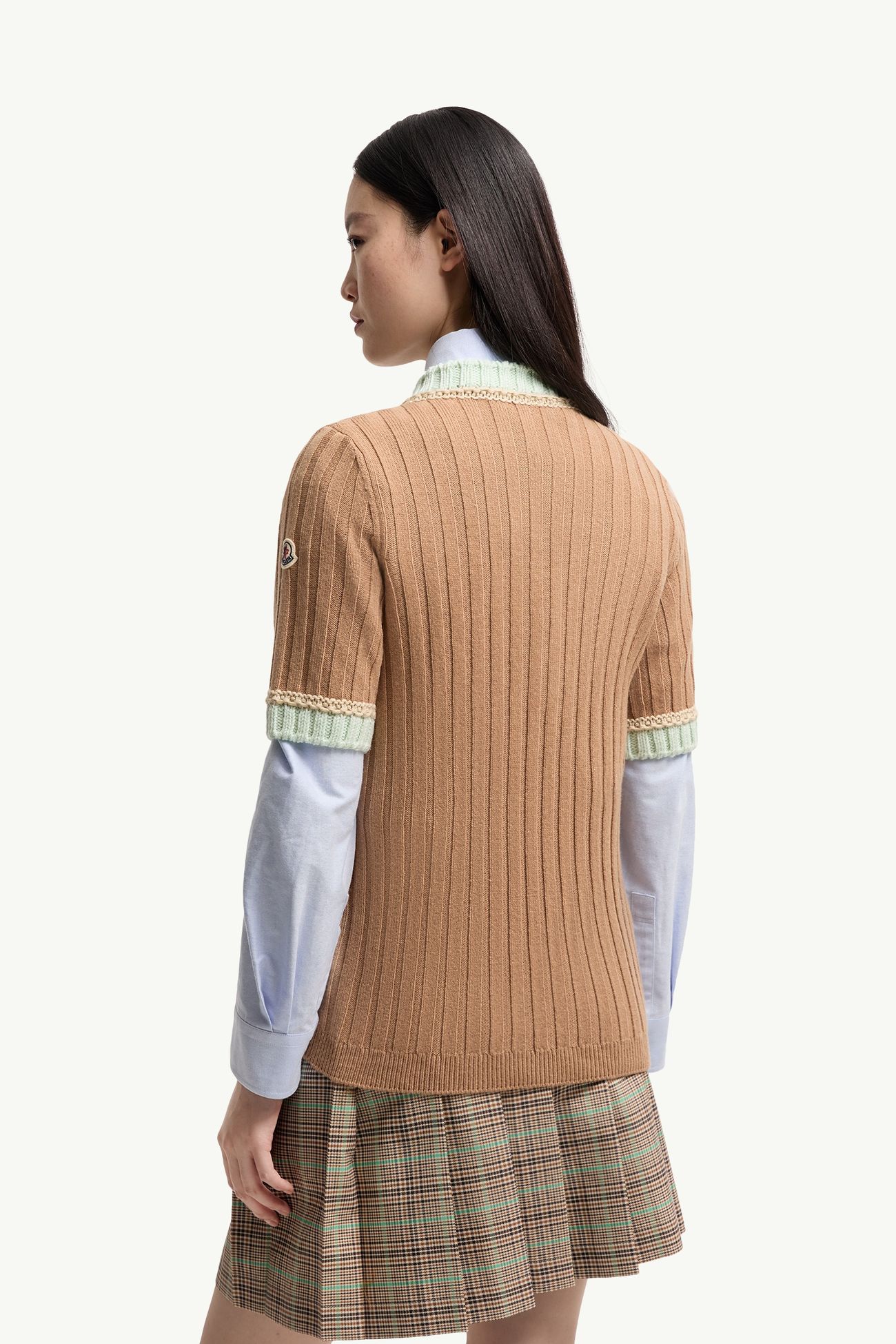 珠寶鈕扣羊毛羊絨毛衣 女士 駱駝米色 Moncler 4