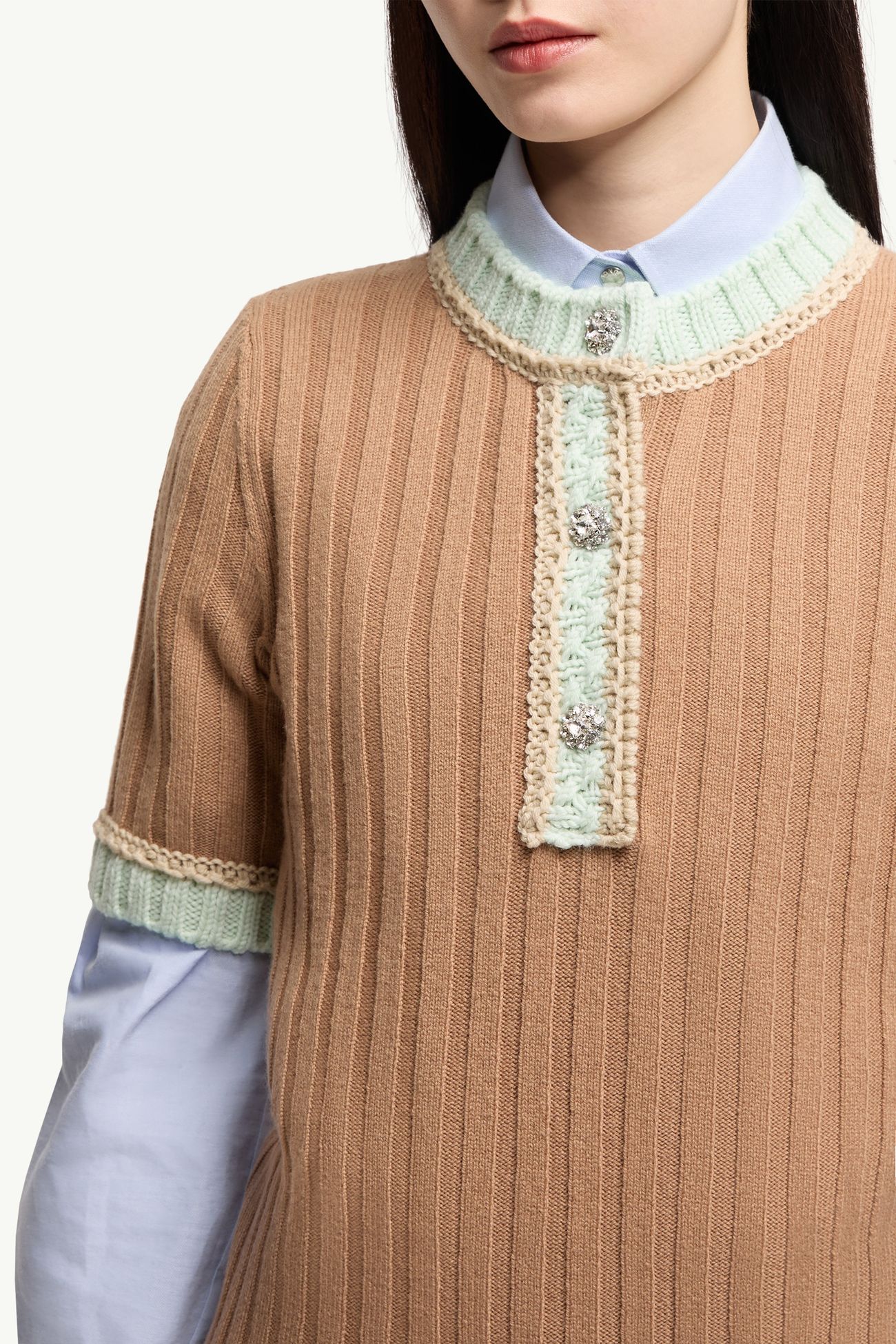 Jewel Buttons Wool & Cashmere Sweater Women Camel Beige Moncler 5