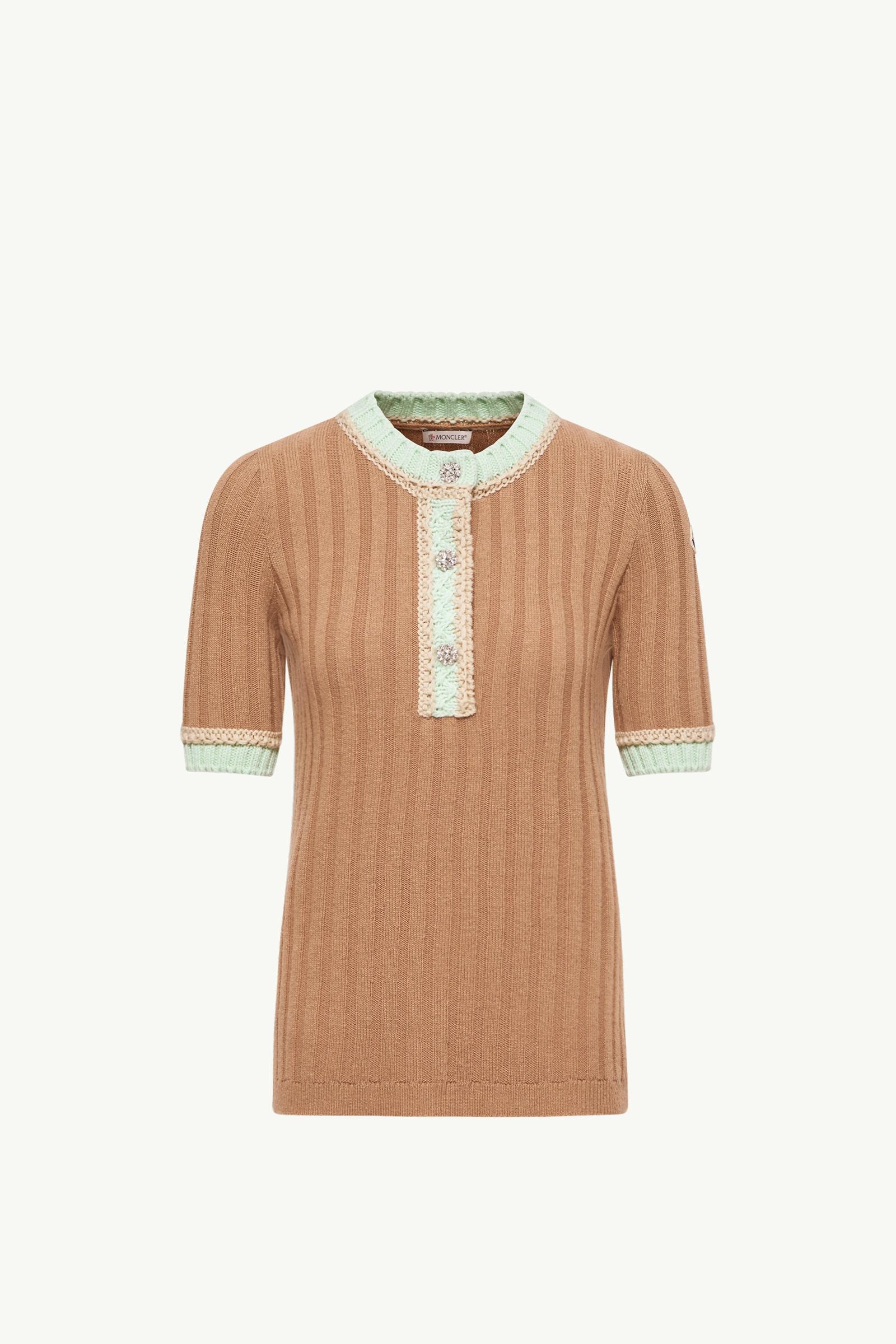 Camel Beige Jewel Buttons Wool & Cashmere Jumper - Sweaters
