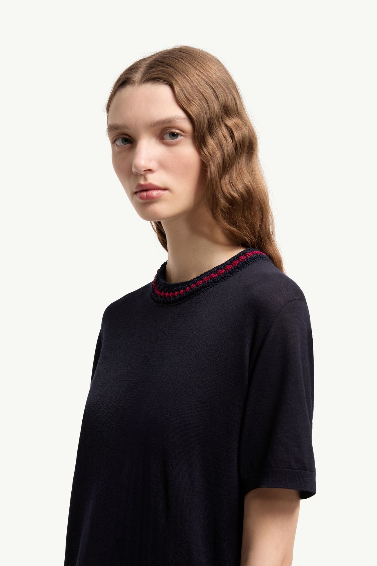 Jersey de lana con logotipo de jacquard Mujer Azul marino Moncler 1