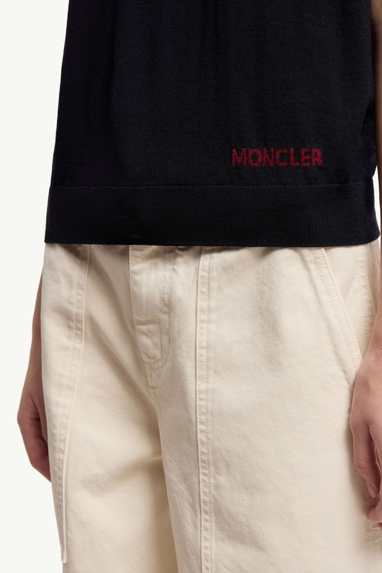 Pull en laine à logo en jacquard Femmes Bleu marine Moncler 5