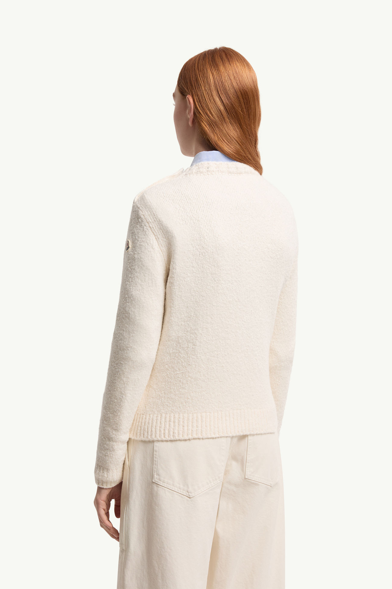 Maglione in misto cotone con logo ricamato Donna Bianco Moncler 4