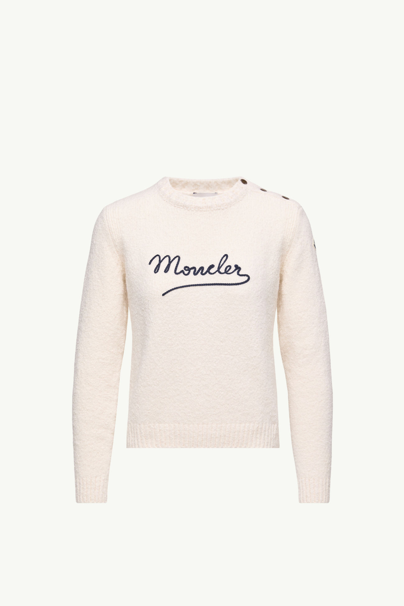 Maglione in misto cotone con logo ricamato Donna Bianco Moncler 2