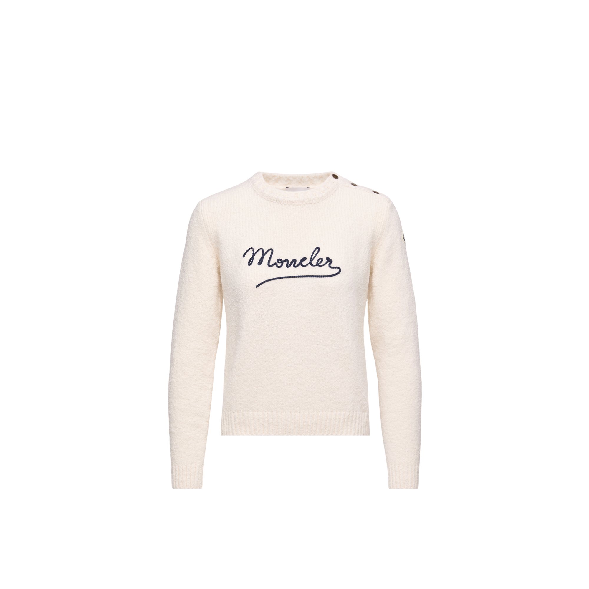 Moncler   Embroidered Logo Cotton Blend Jumper for Women in White, Size: M