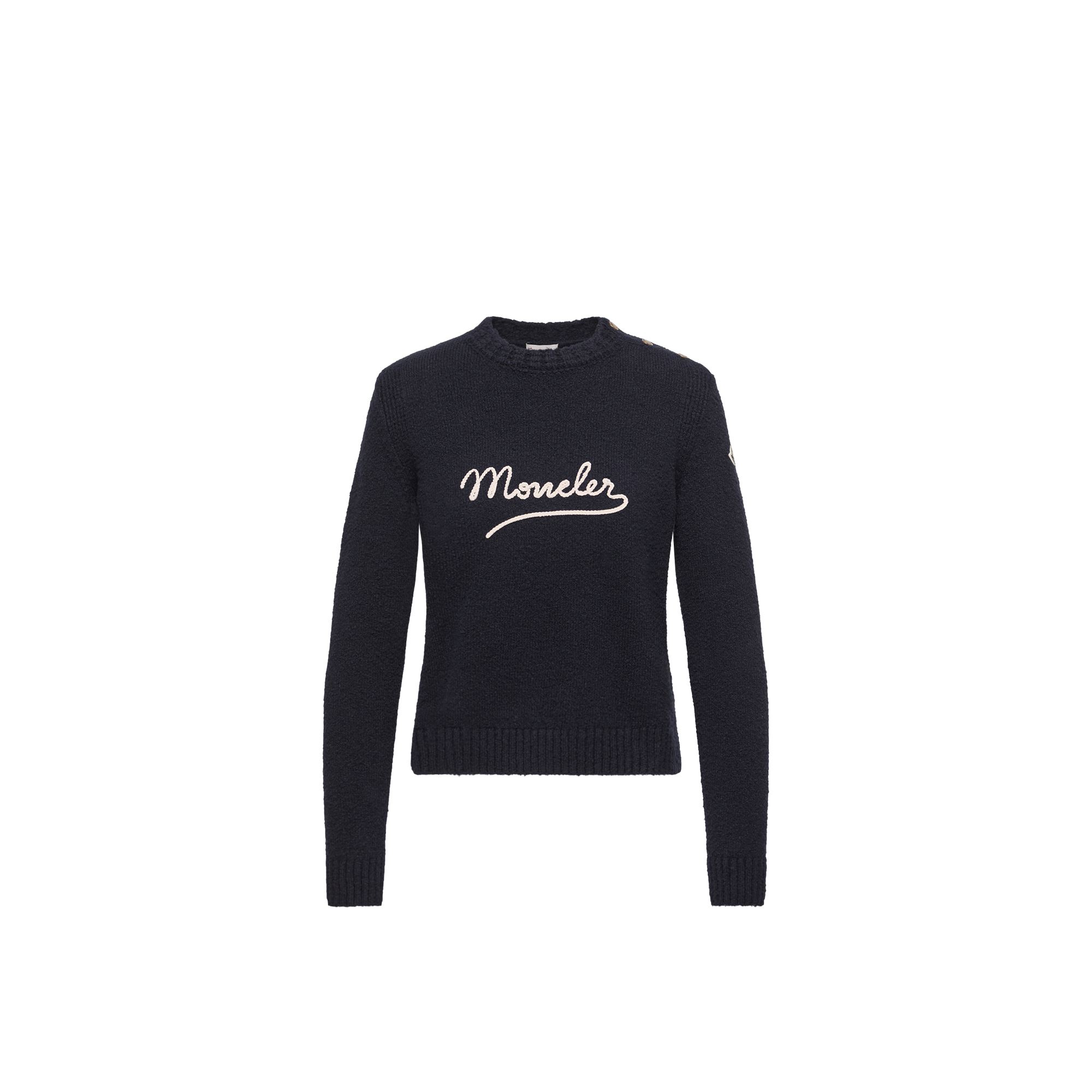 Moncler   Embroidered Logo Cotton Blend Jumper for Women in Blue, Size: M
