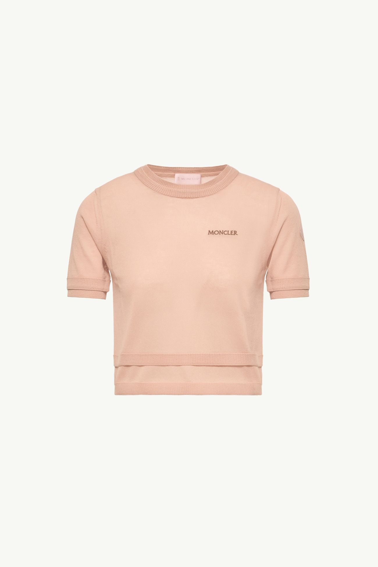 T-Shirt aus Baumwolle mit doppeltem Besatz Damen Hellpink Moncler 2